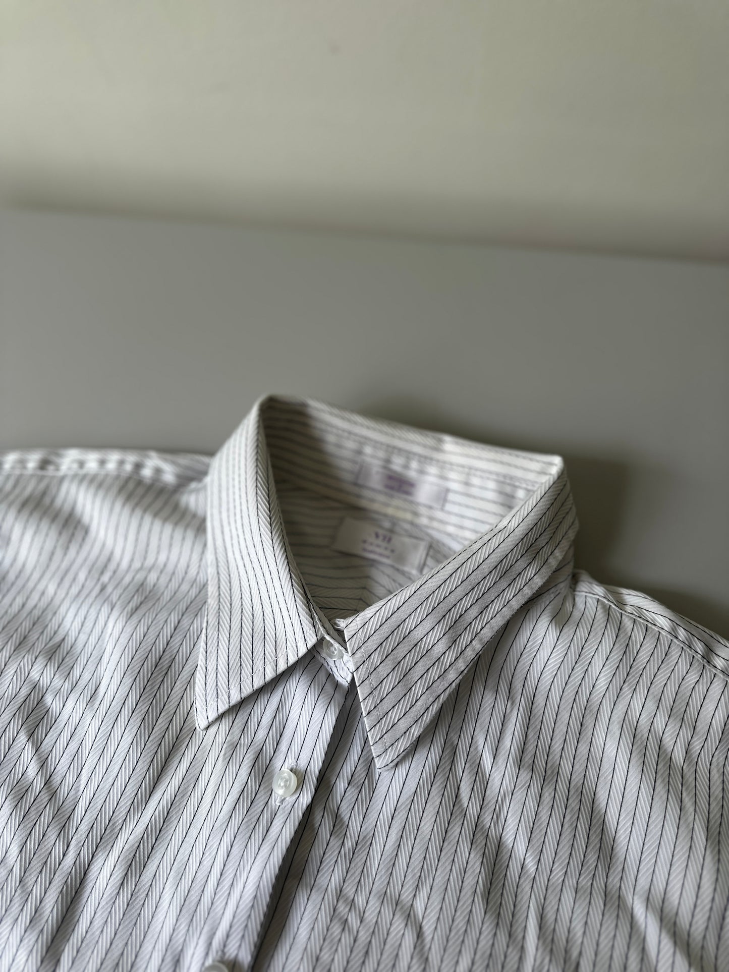 white pin-stripe button up