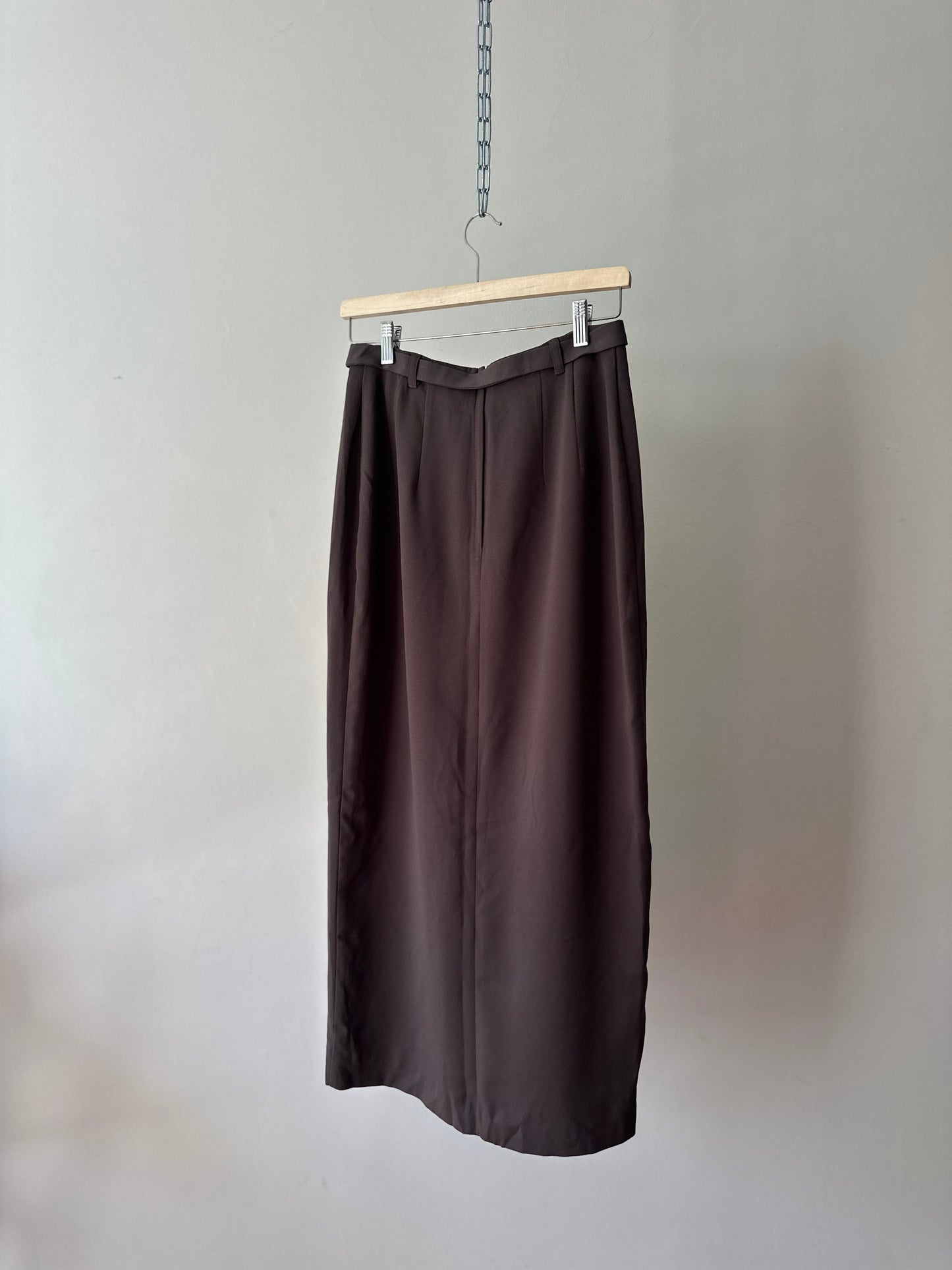 long line grey/brown straight skirt