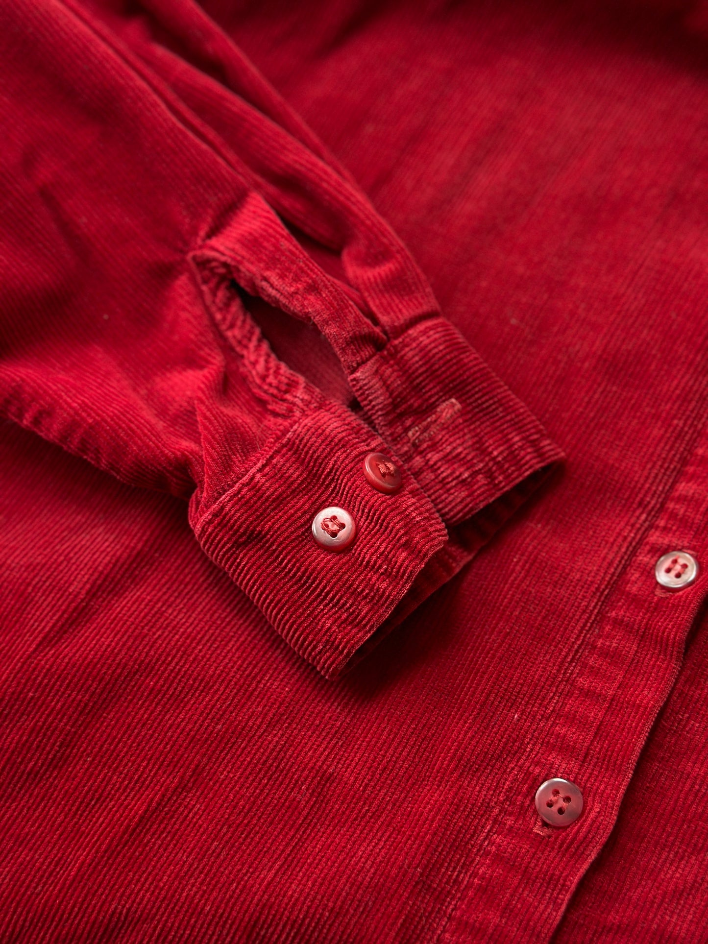 red corduroy button up