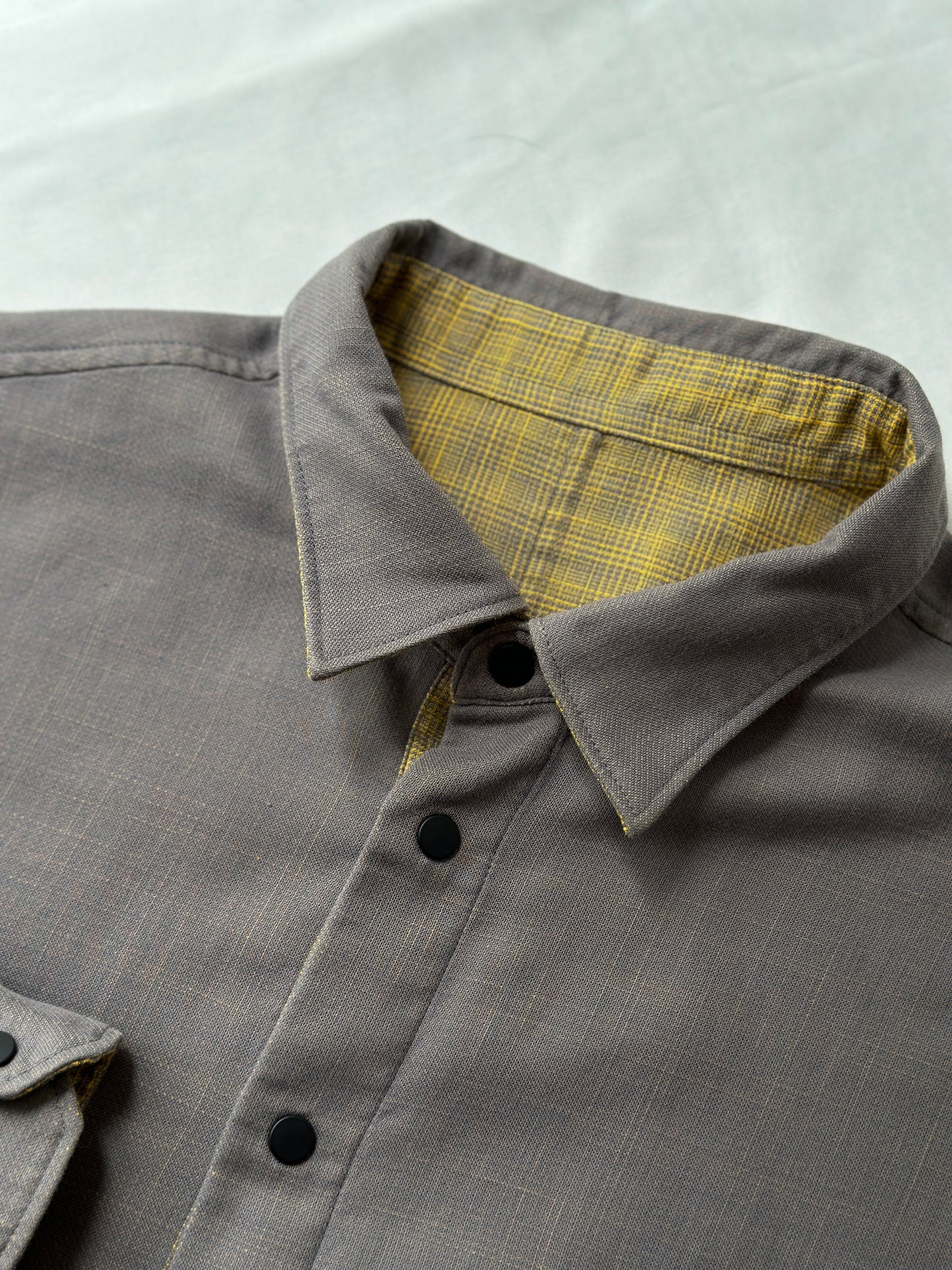 DKNY yellow/grey reversible button up
