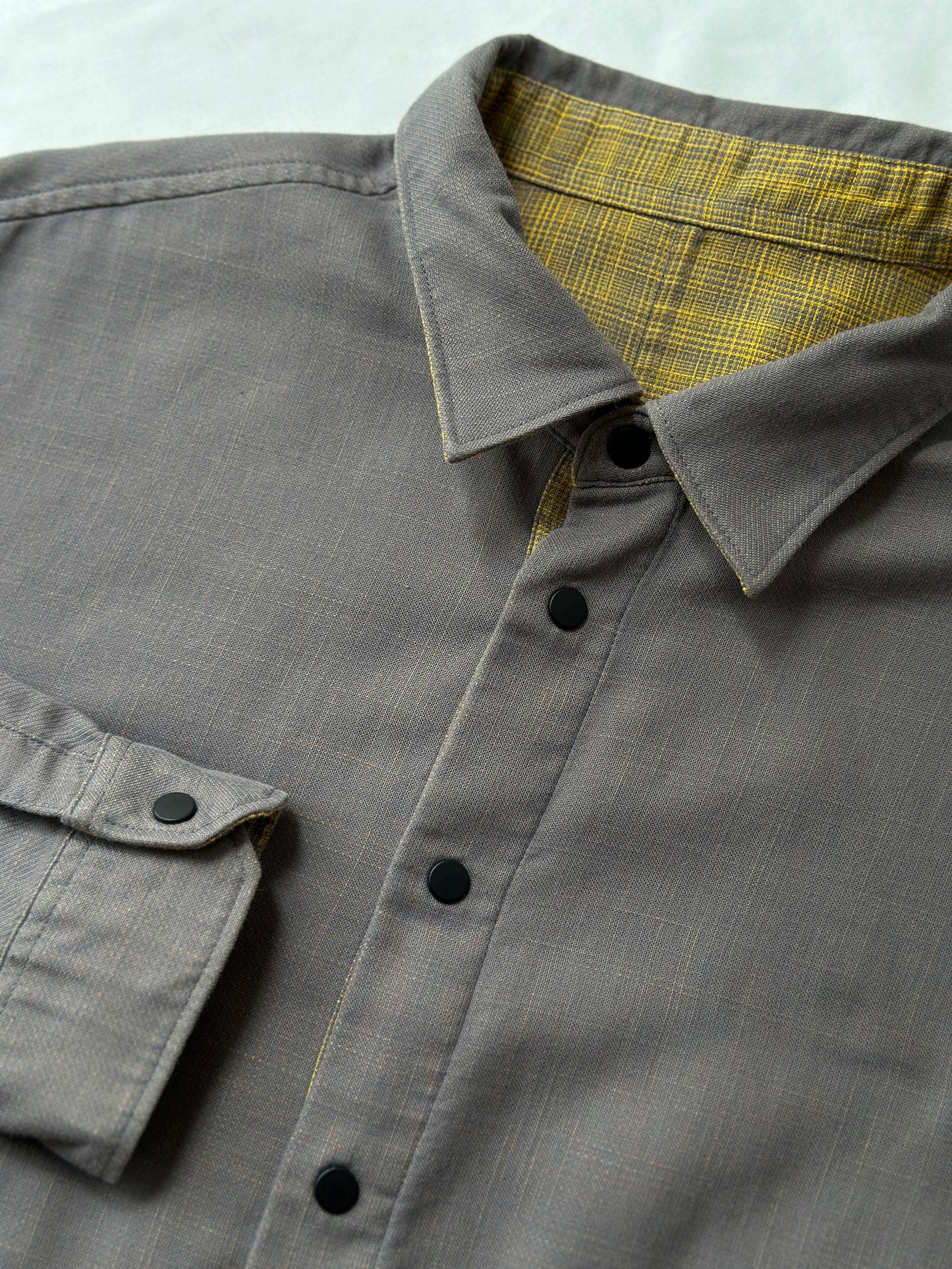 DKNY yellow/grey reversible button up