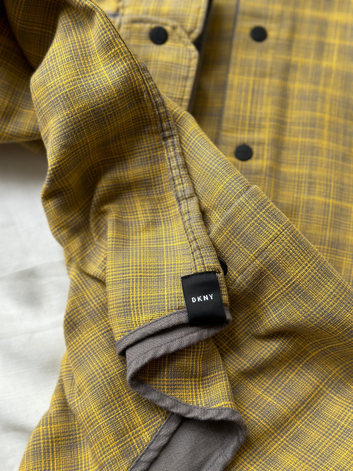 DKNY yellow/grey reversible button up
