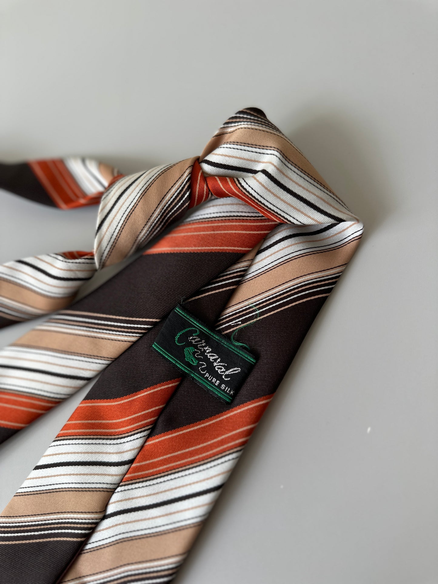 orange diagonal striped tie