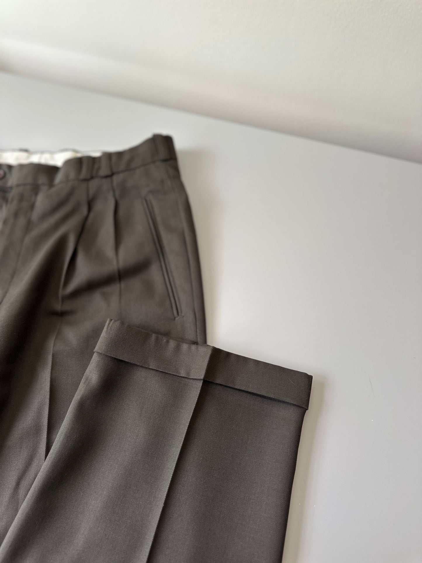 brown high waist suit pants