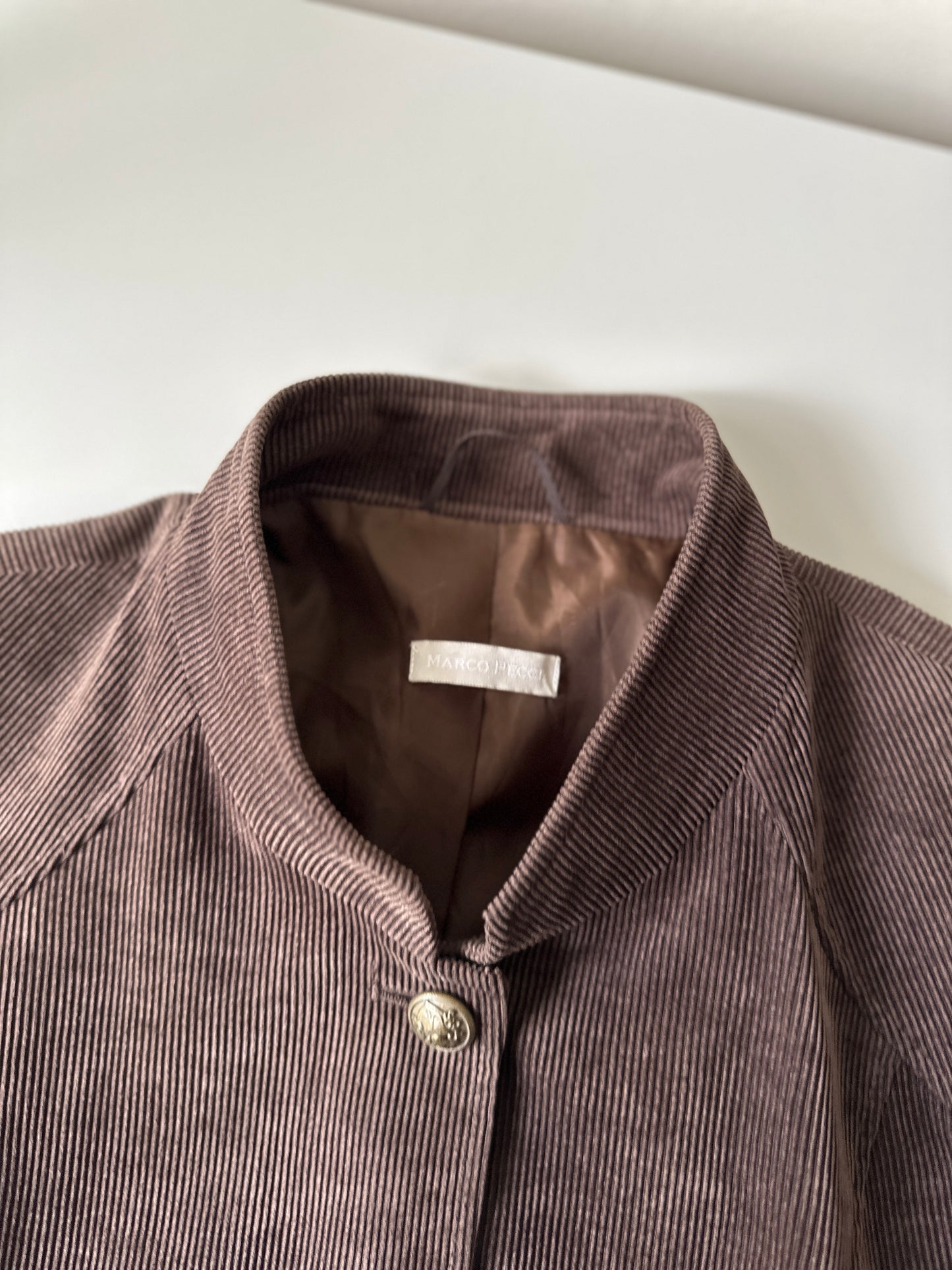 brown military style corduroy jacket
