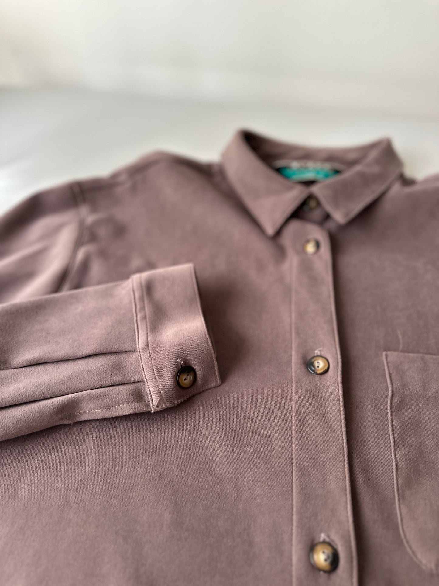 brown suede button up