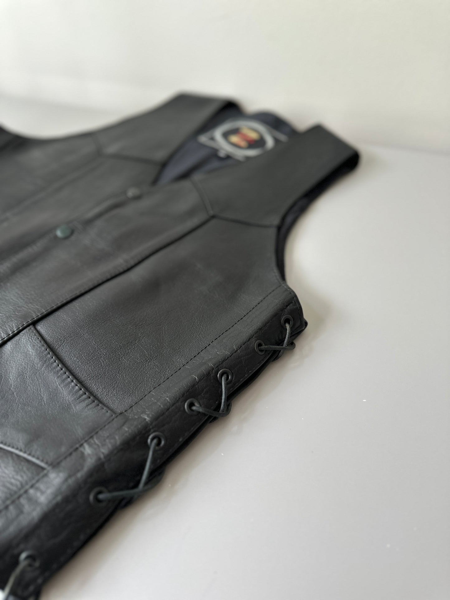 leather tie up vest