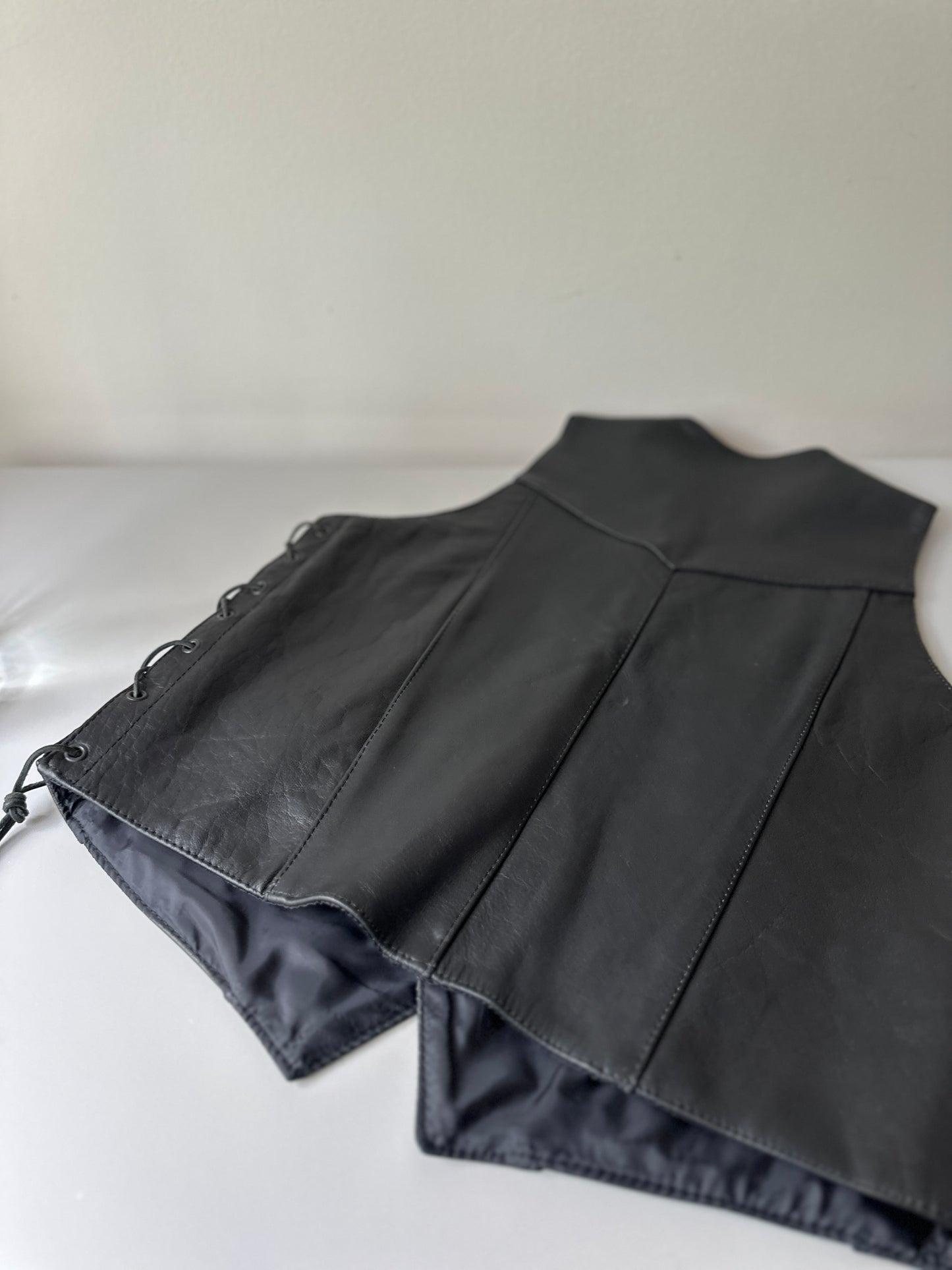 leather tie up vest