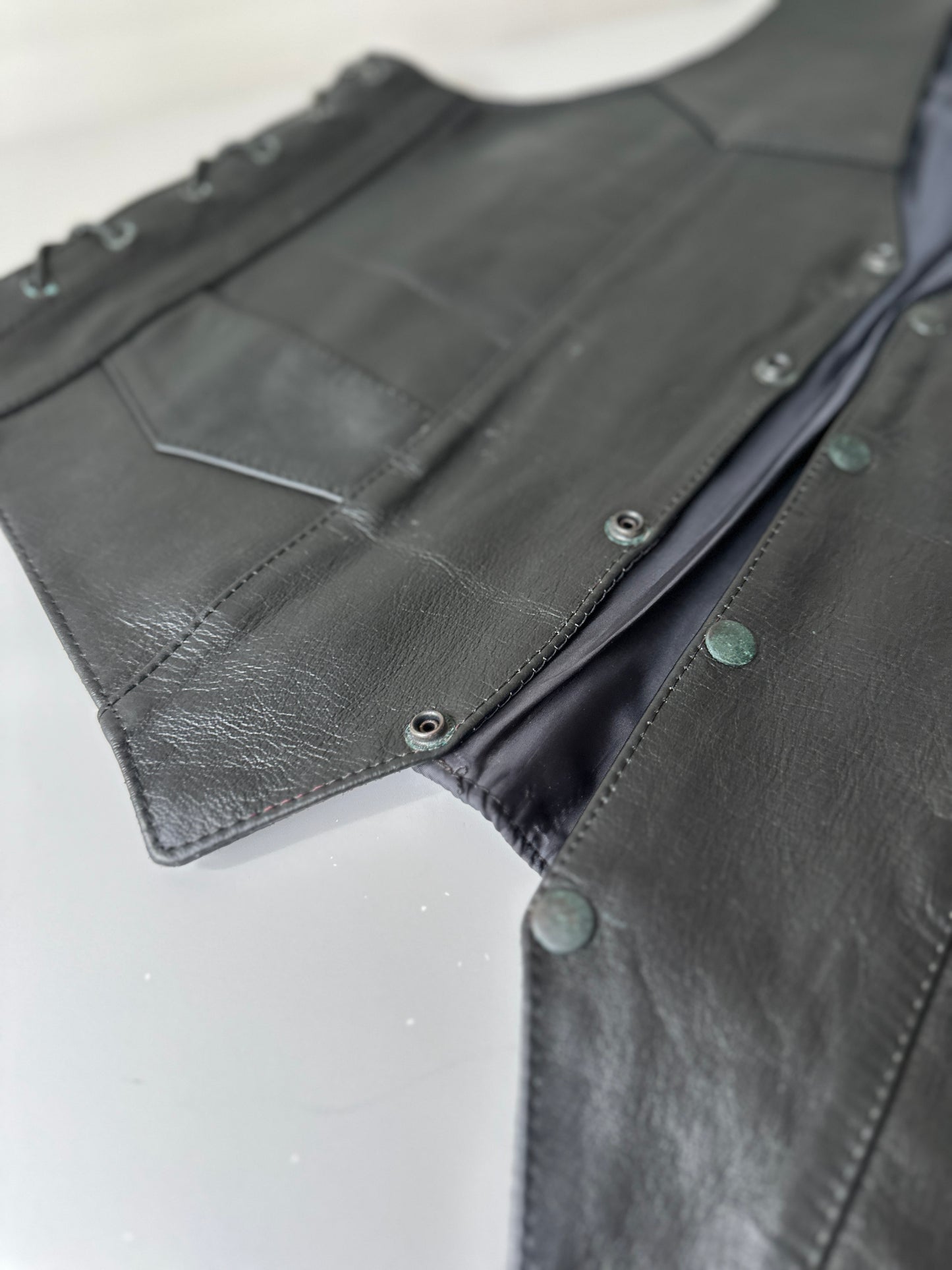leather tie up vest