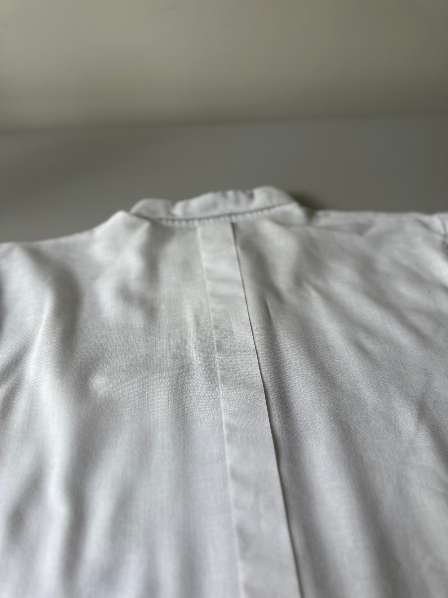 white linen short sleeve button up