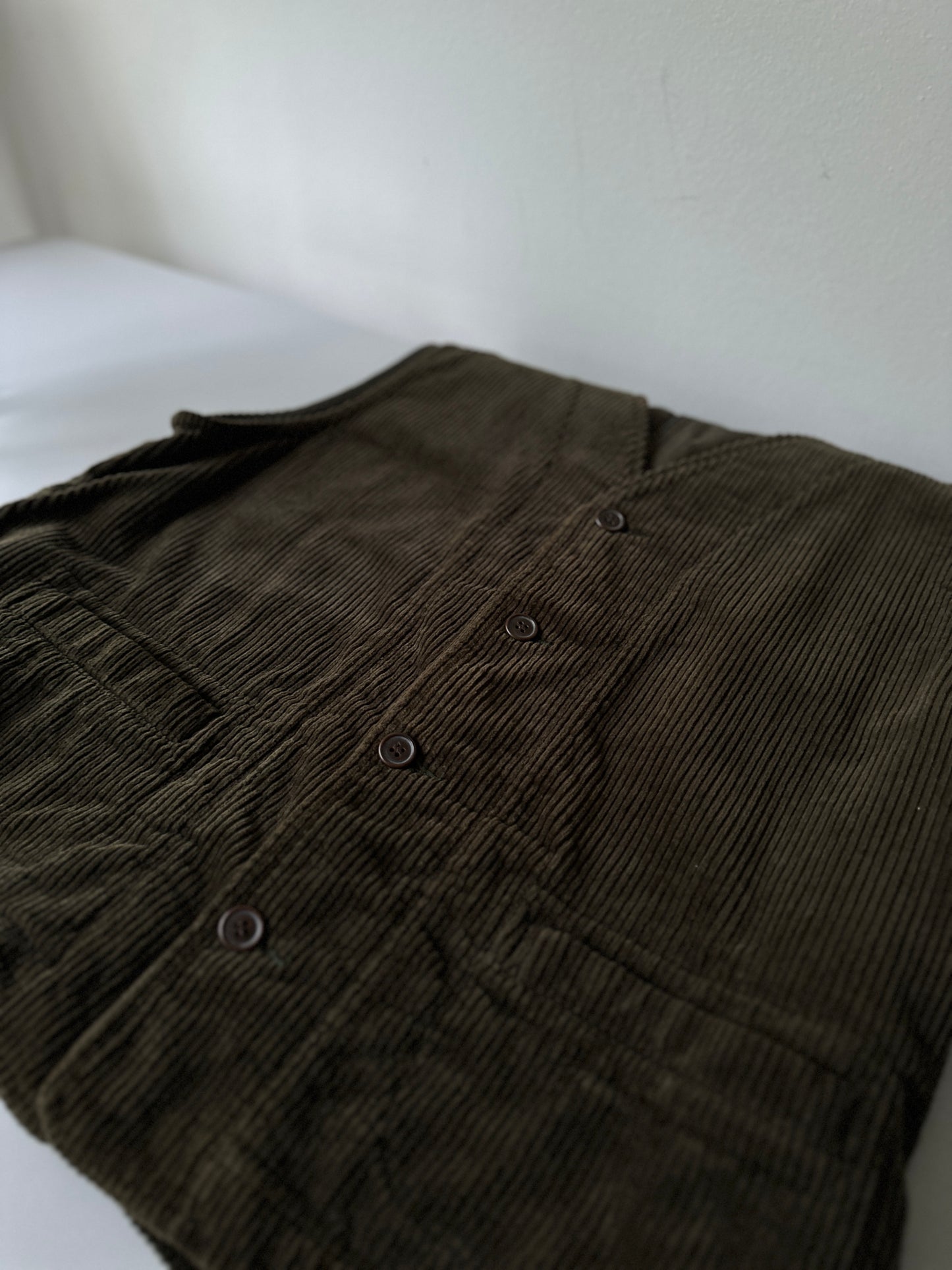 khaki green button up corduroy vest