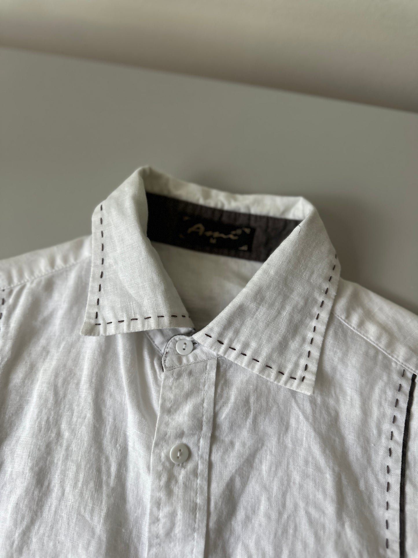 white linen button up