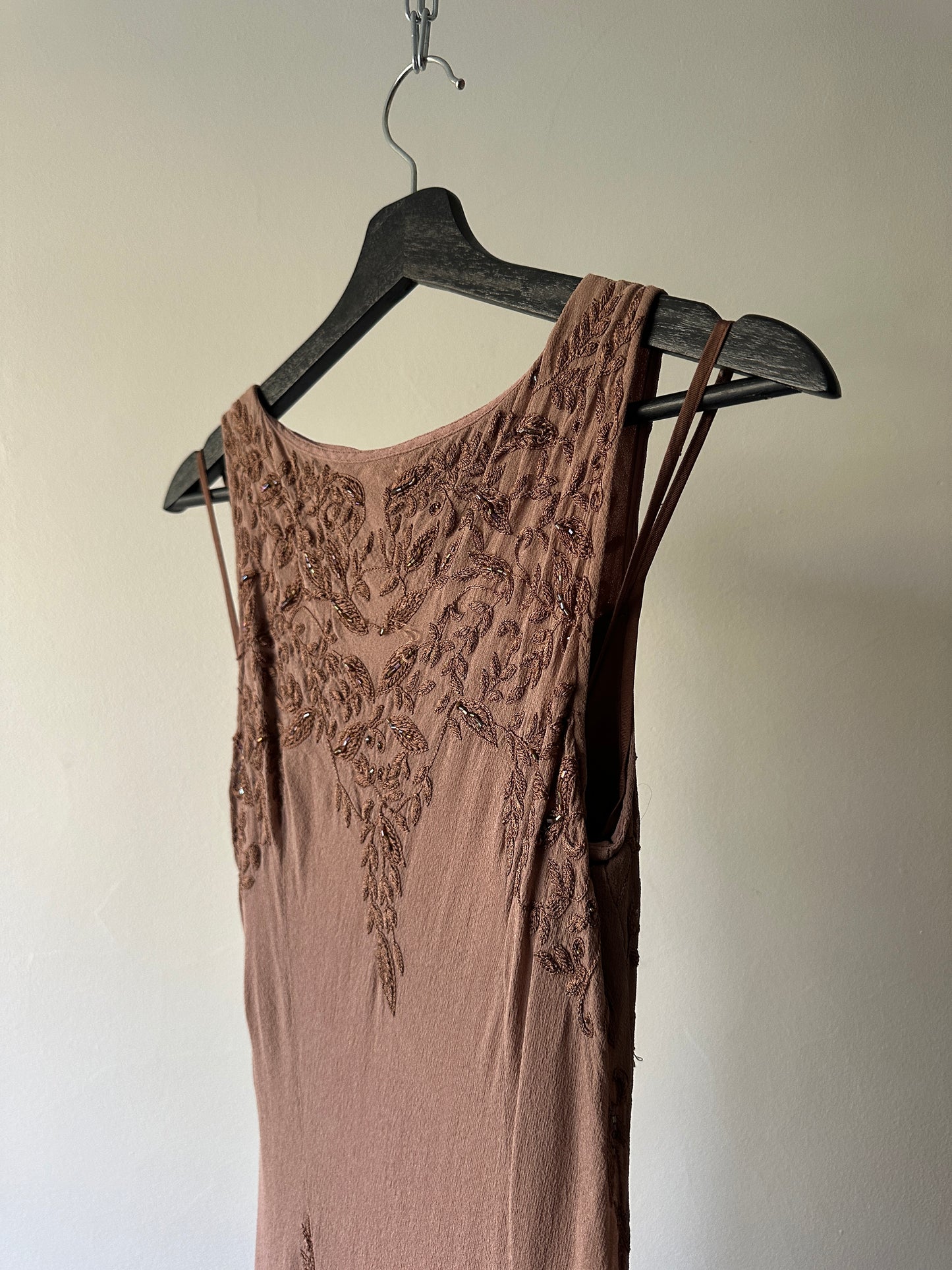 brown beaded silk fairy girl dress