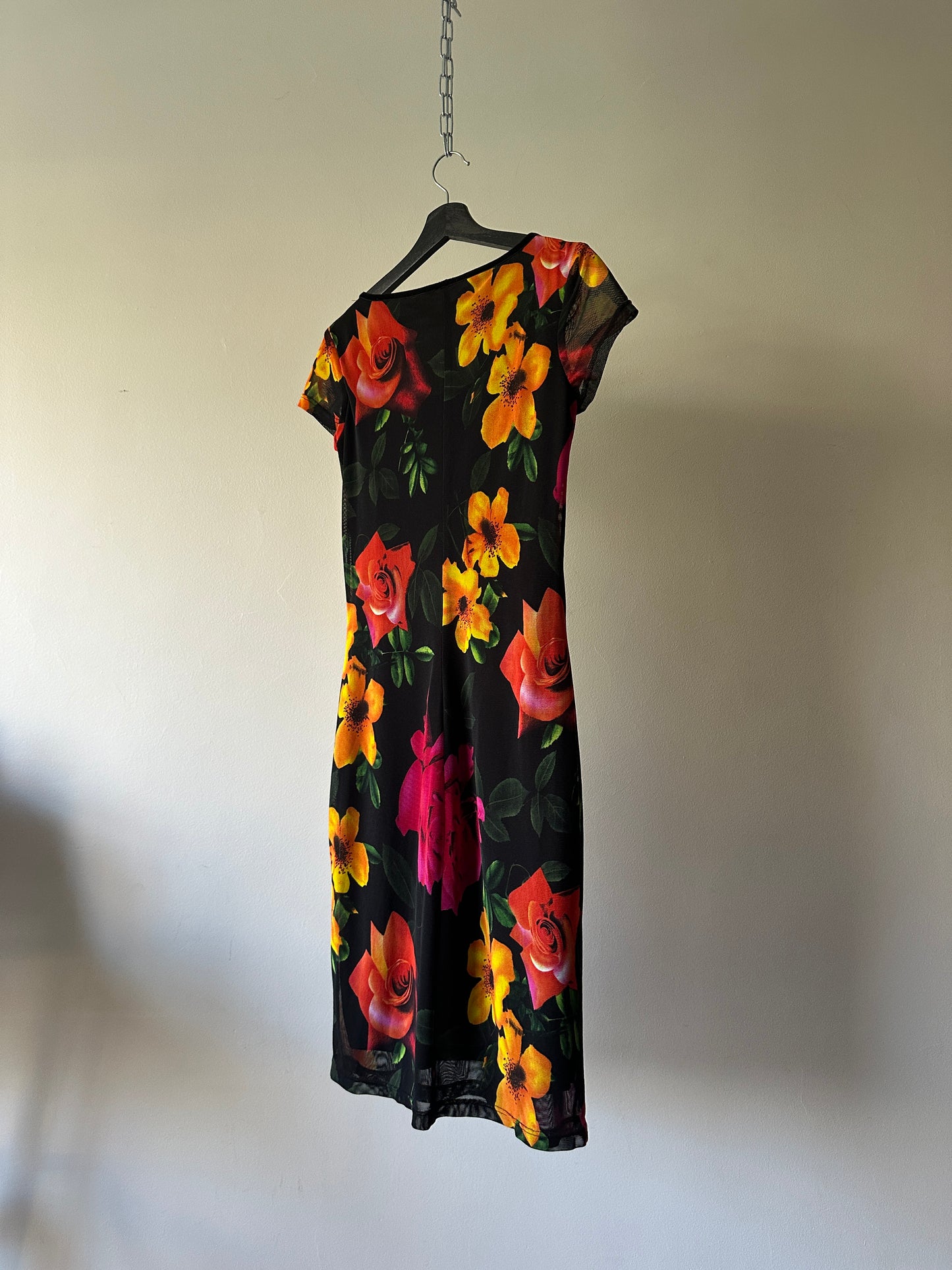 tropical floral 90s dress