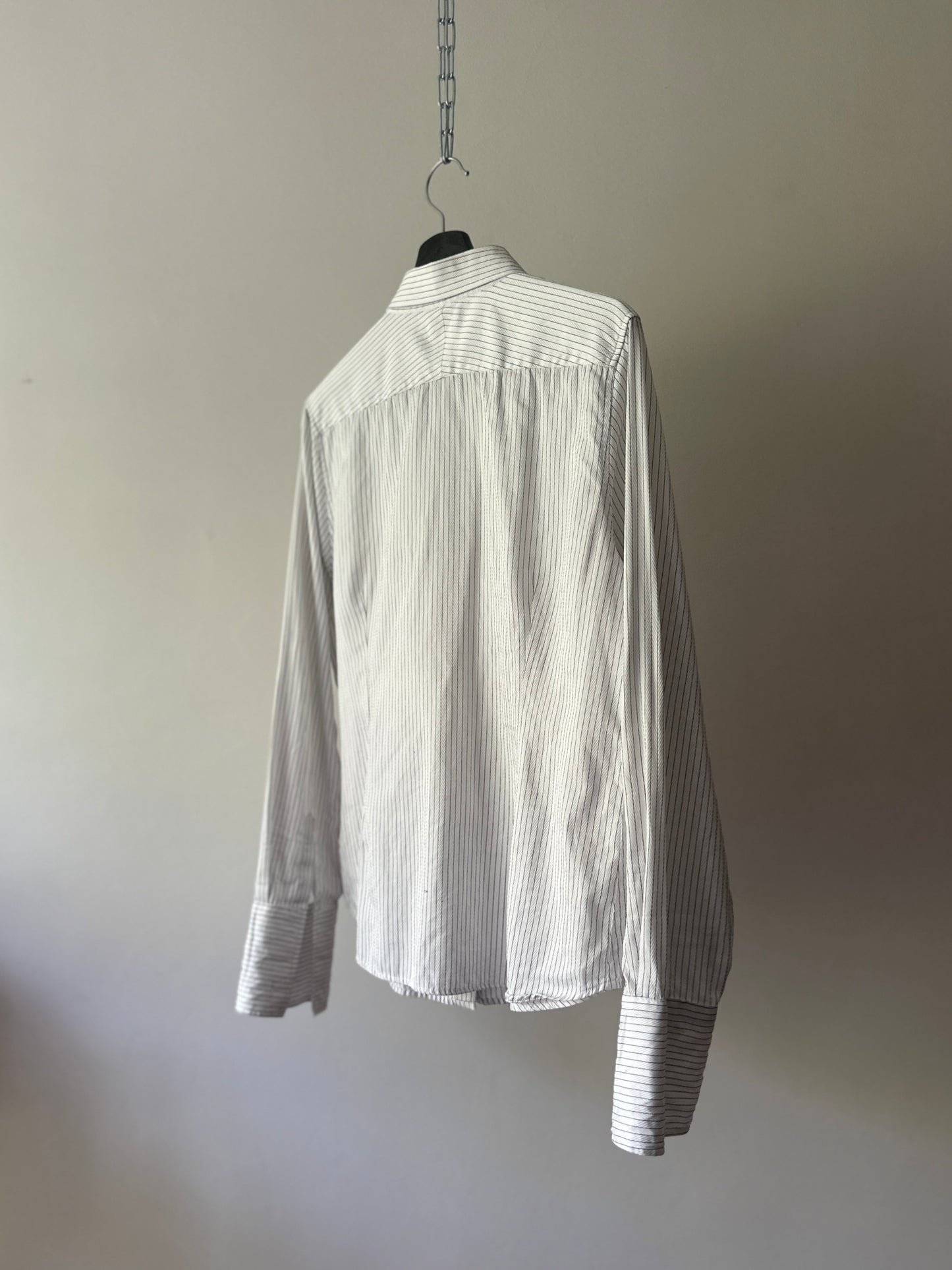 white pin-stripe button up