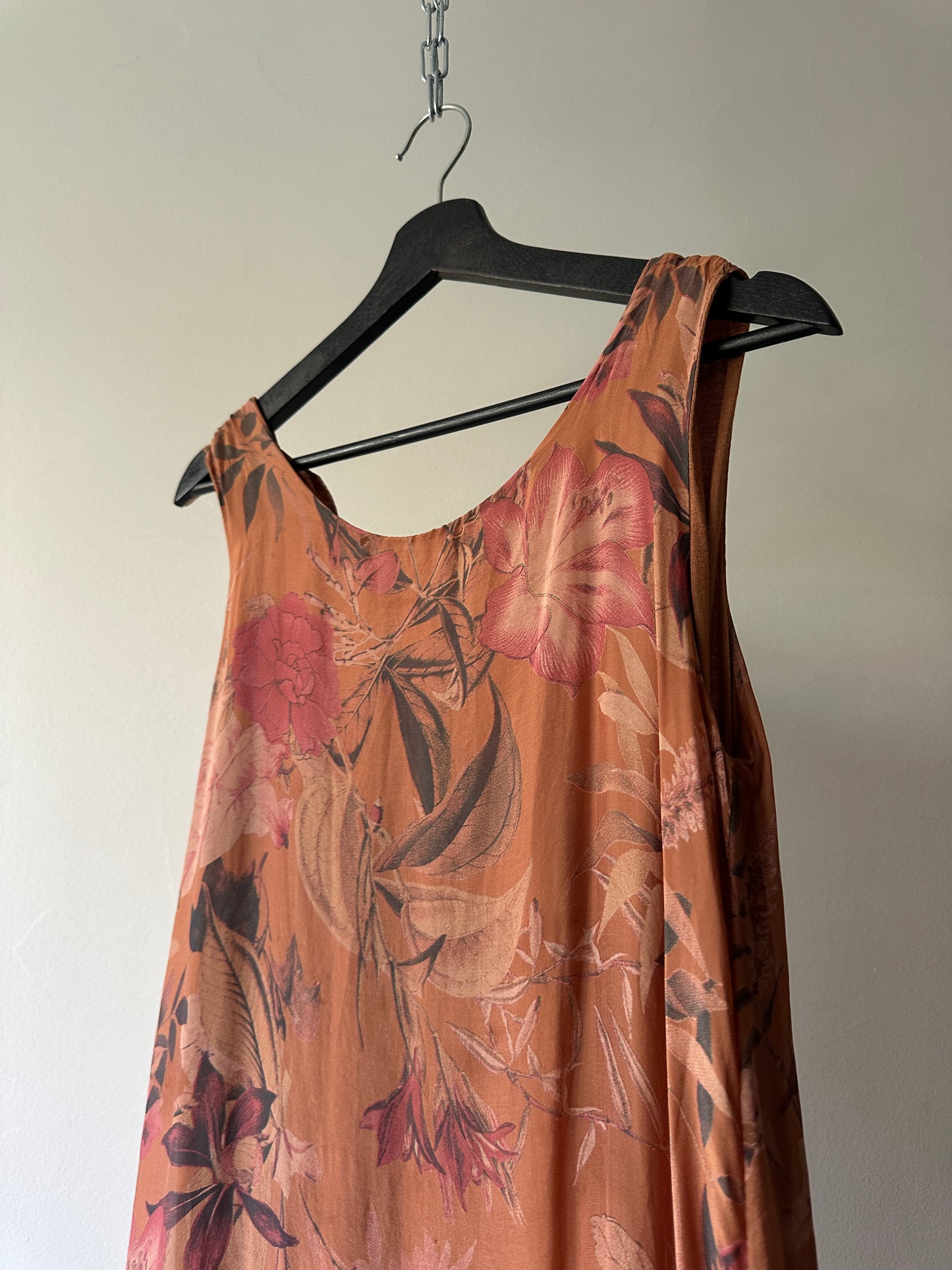 brown Italian floral silk dress