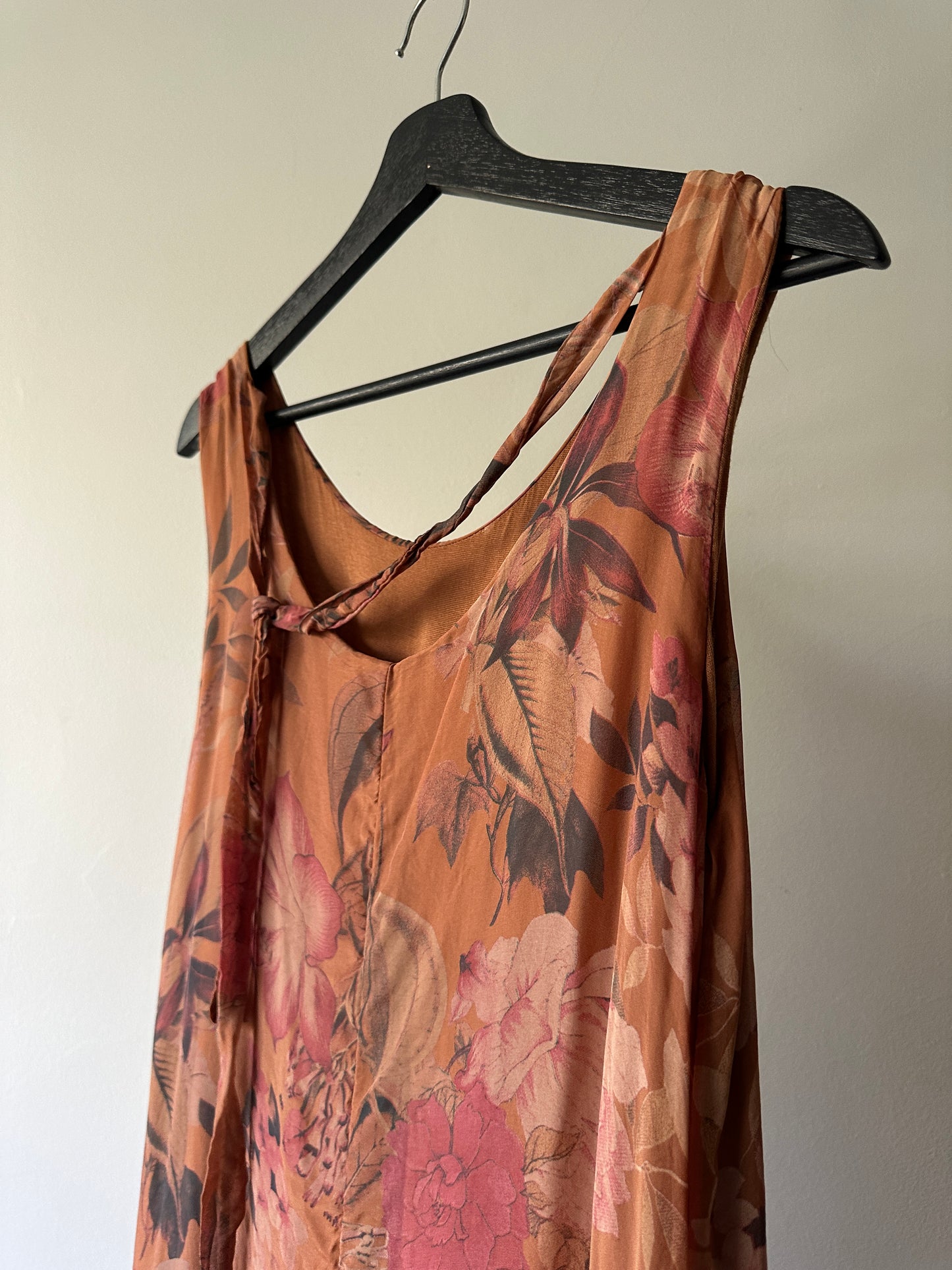 brown Italian floral silk dress
