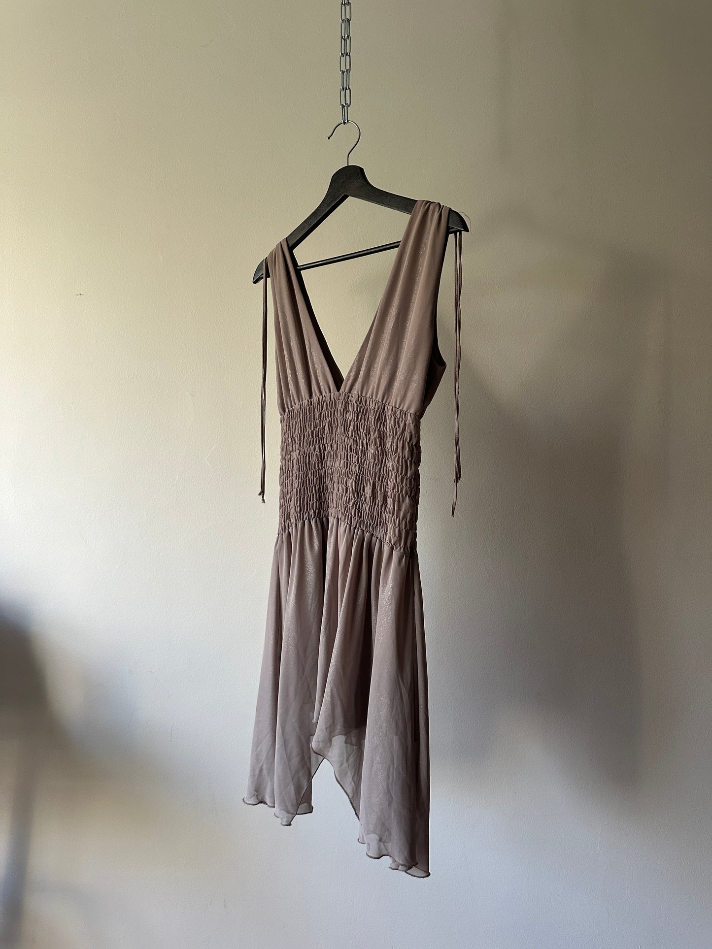 brown shimmer party dress