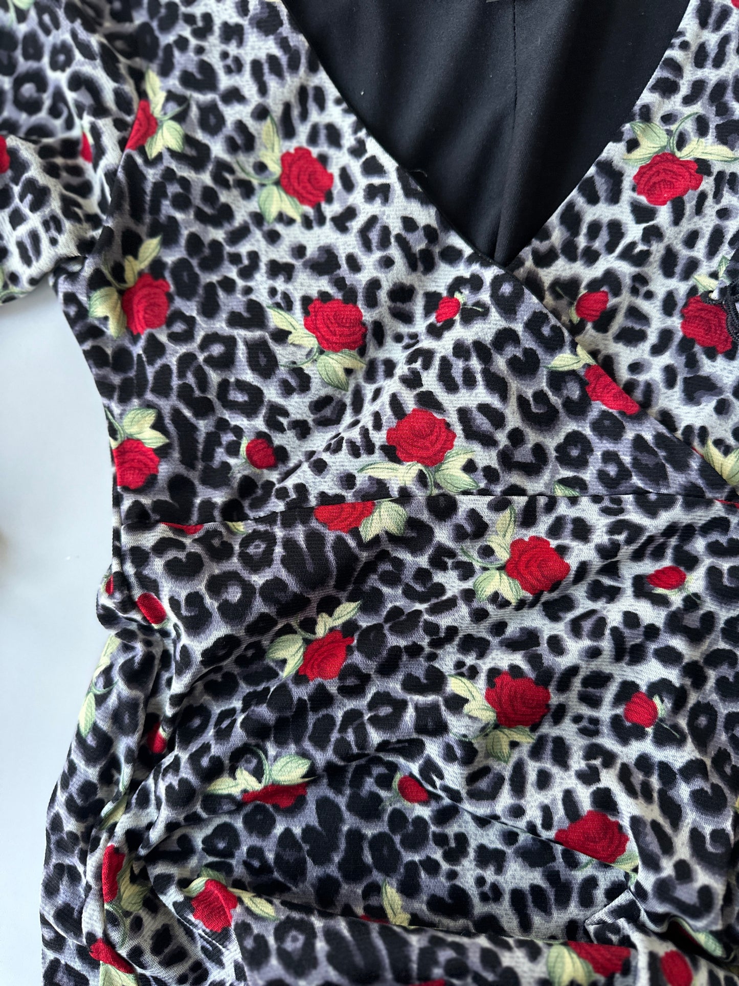 leopard print and roses dress