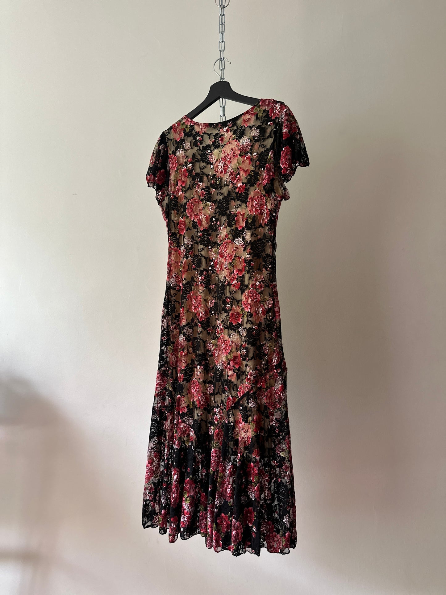 floral lace mid-length dress