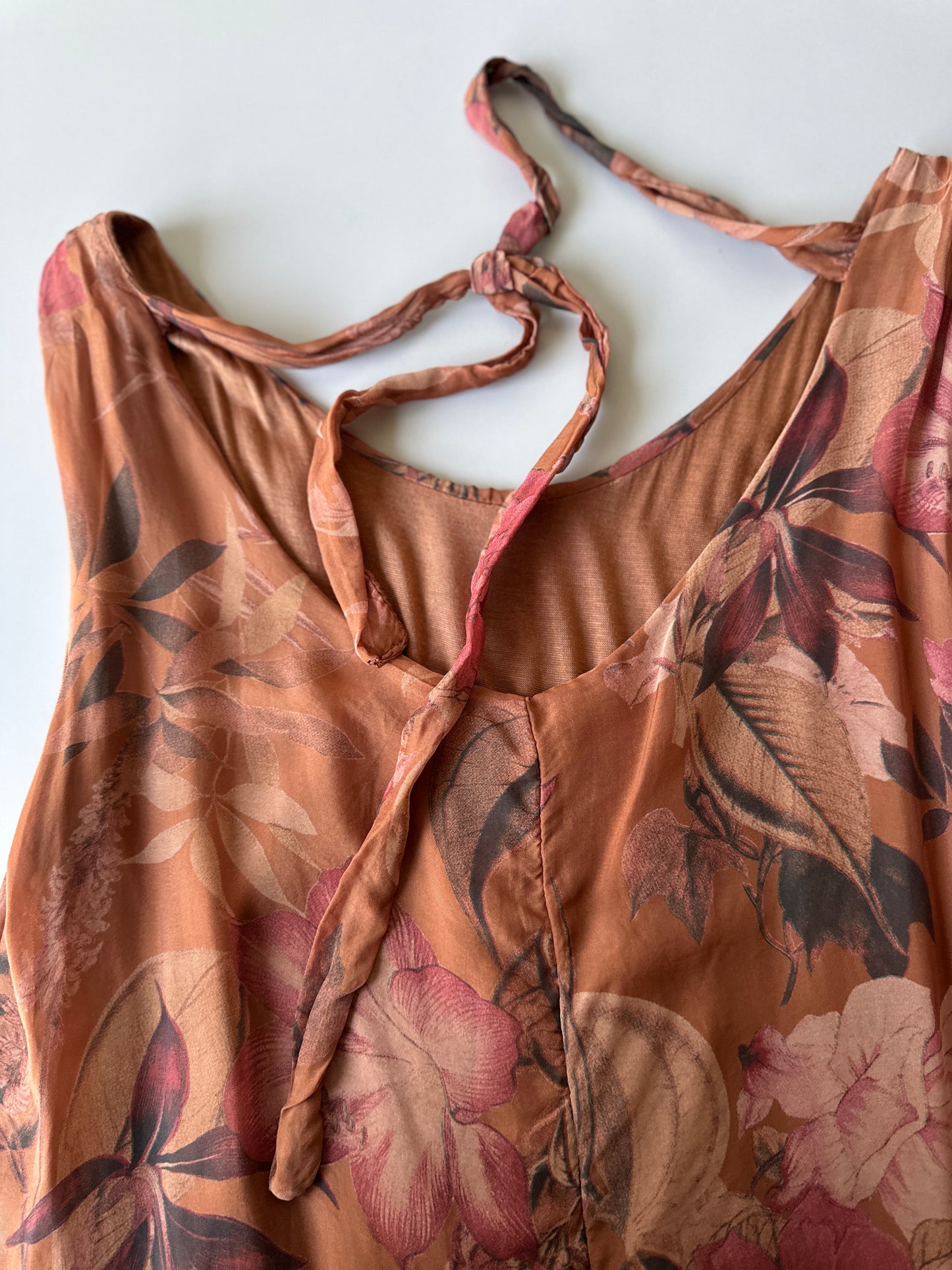 brown Italian floral silk dress