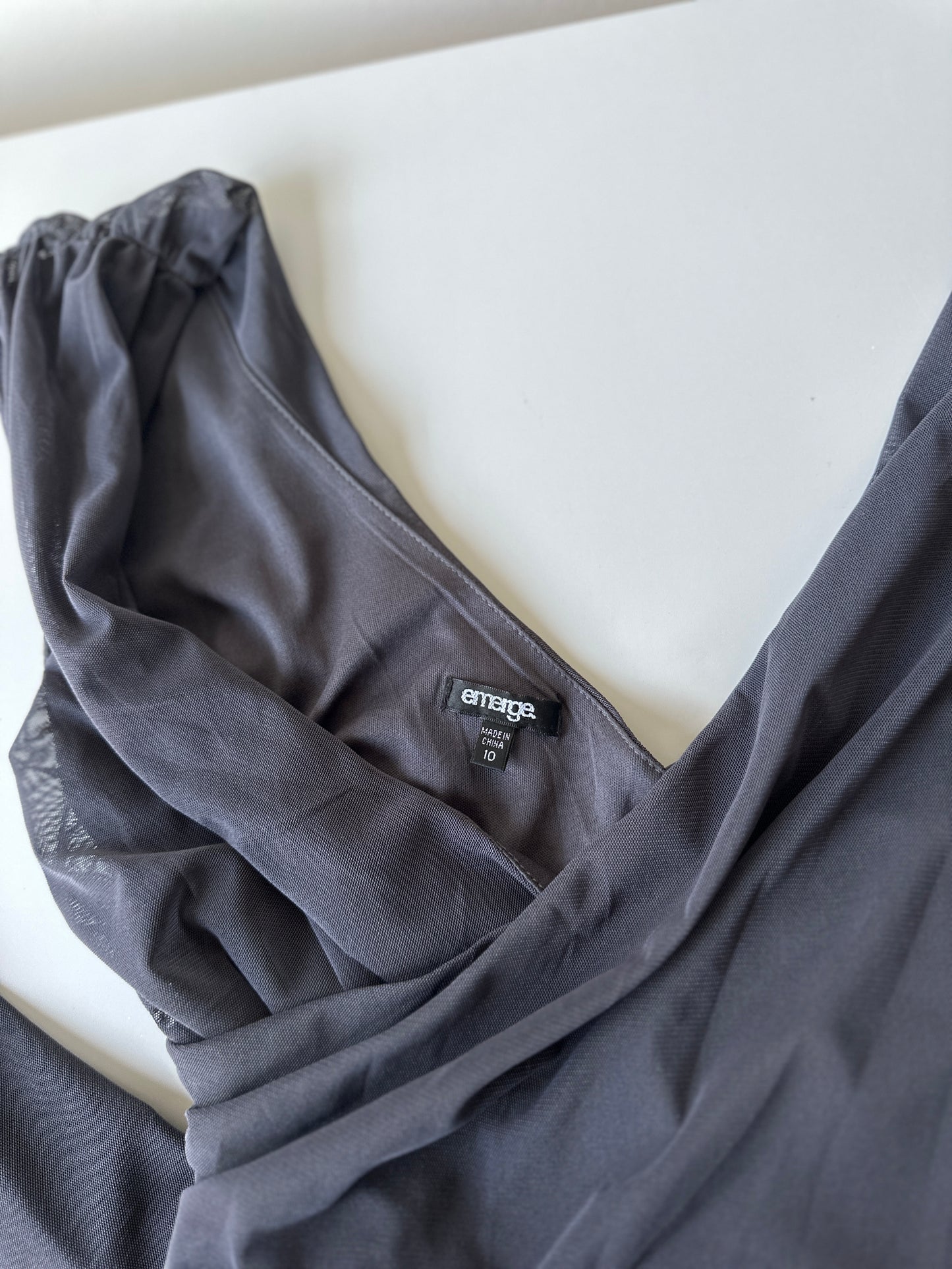 grey scrunched party dress
