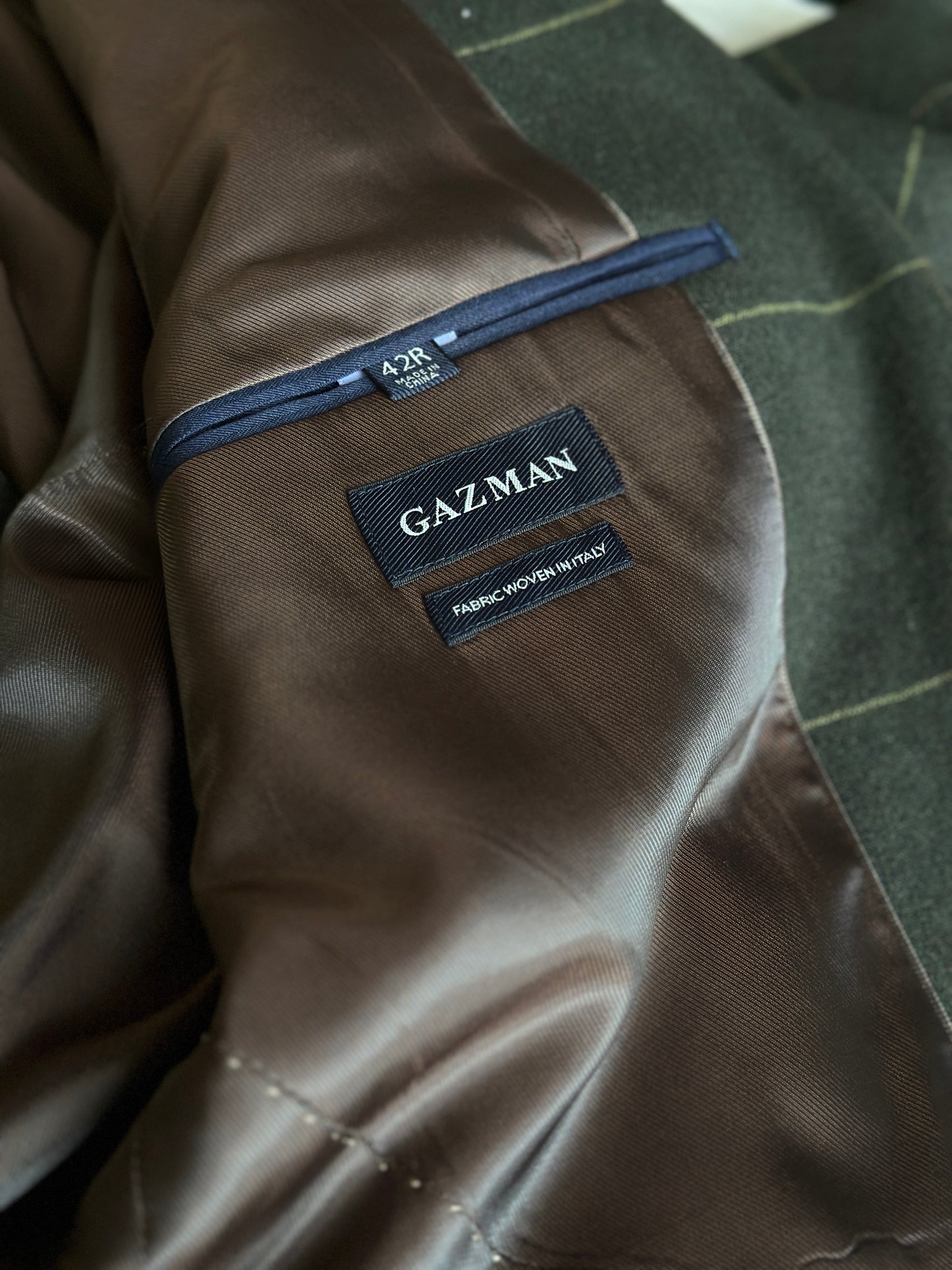 deep green windowpane Gazman suit jacket