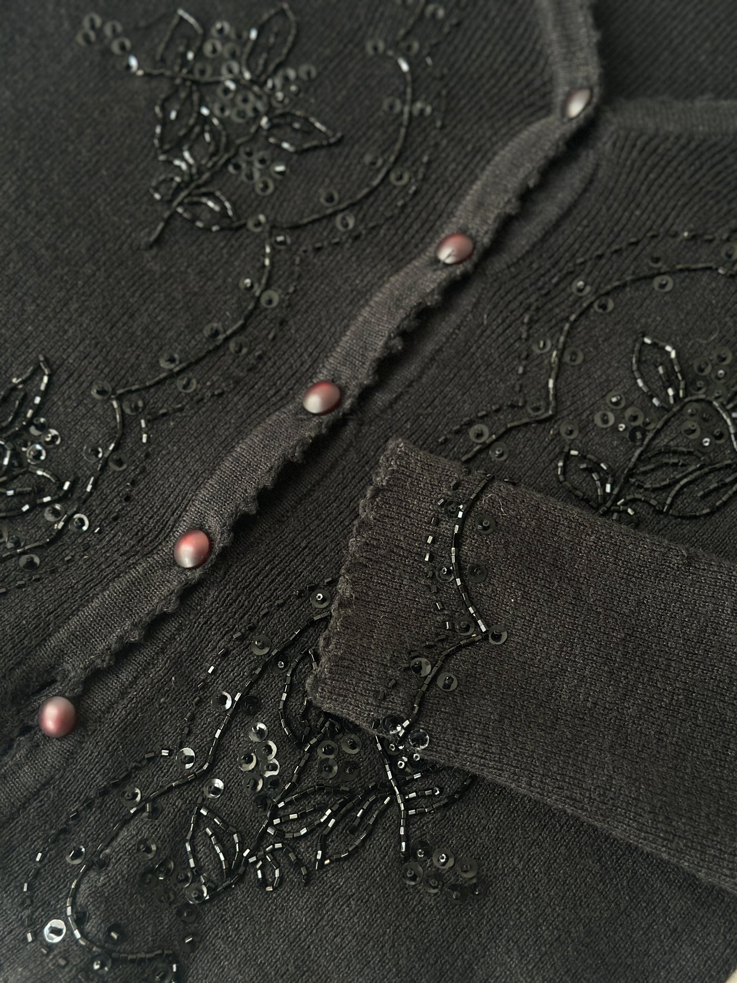 black beaded embroidered cardigan