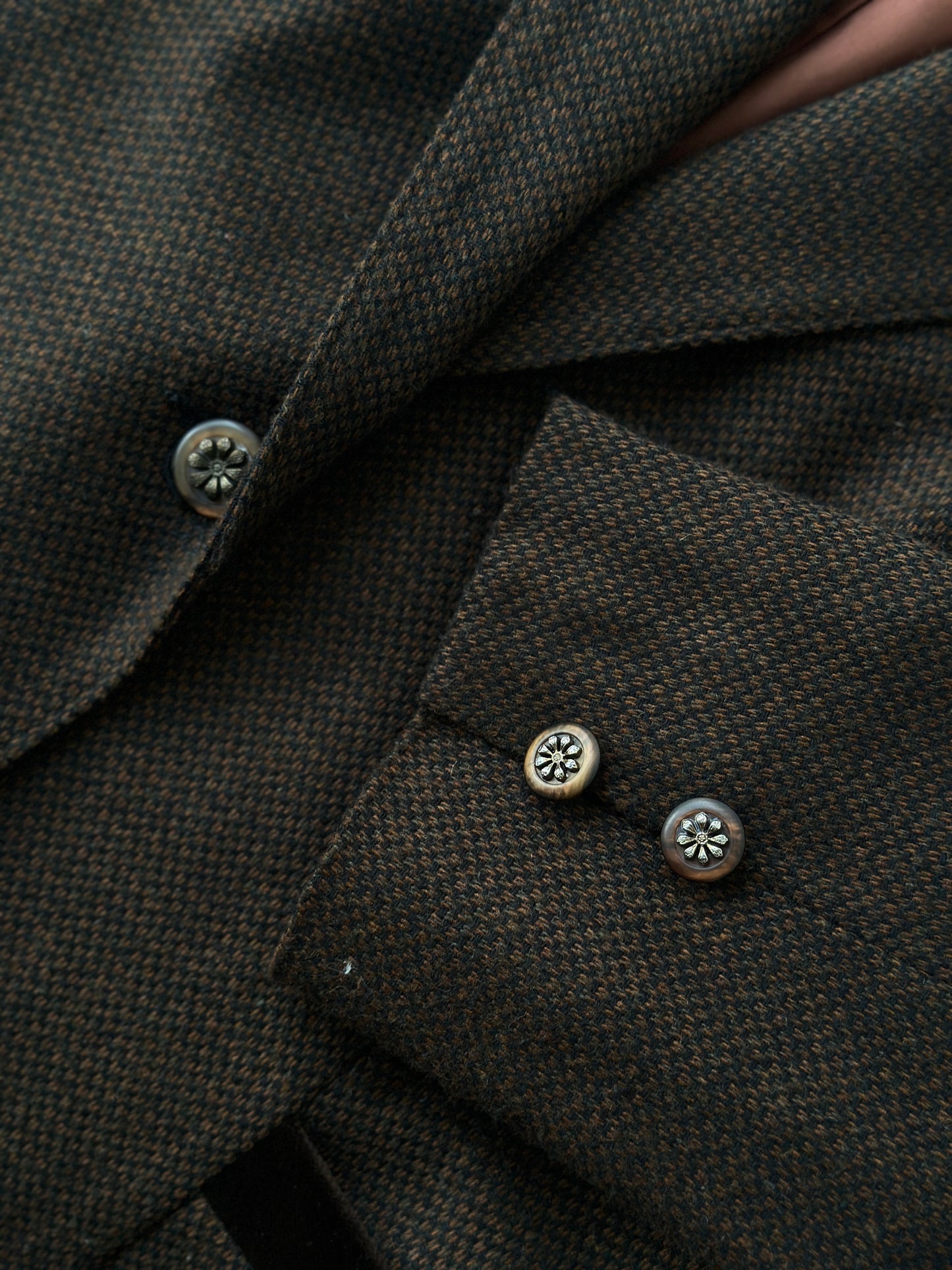brown velvet accent suit jacket