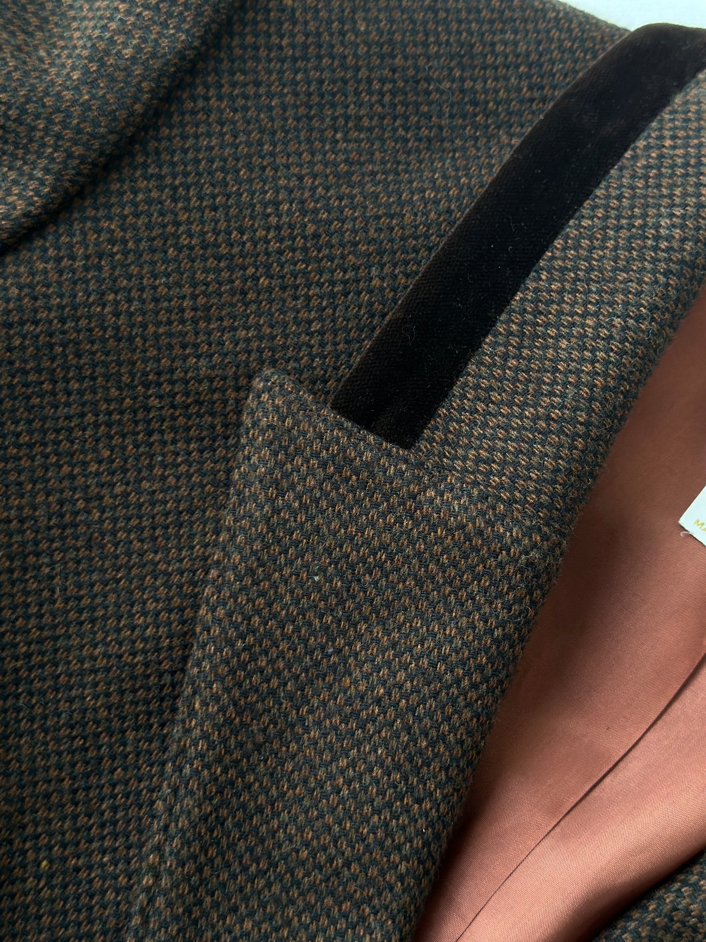 brown velvet accent suit jacket