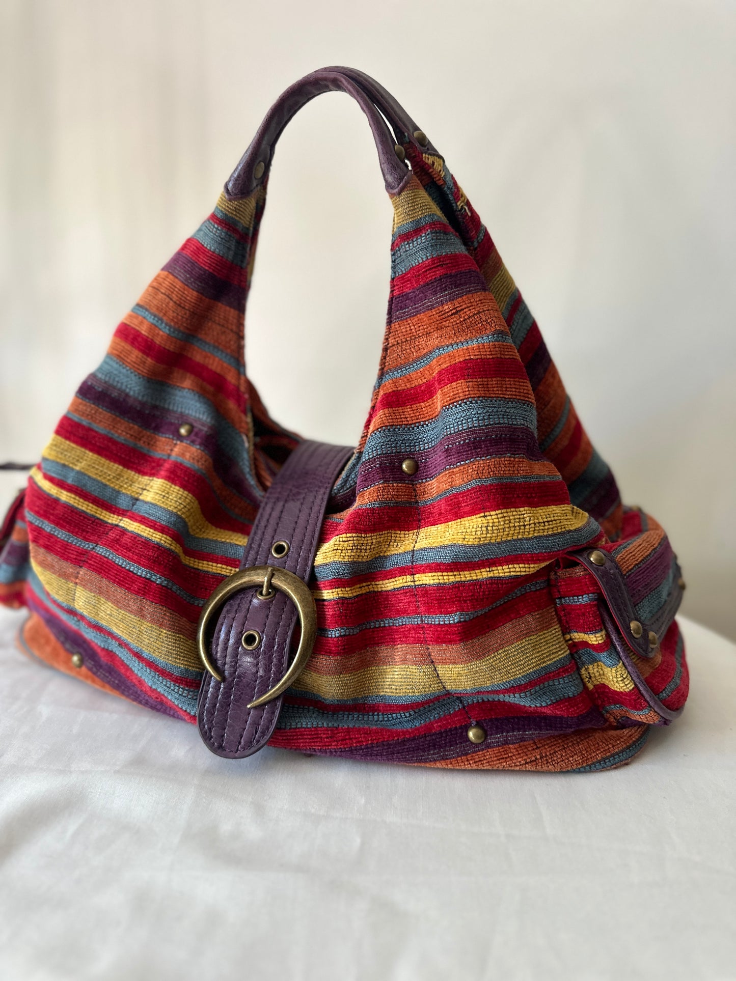 colourful corduroy handbag