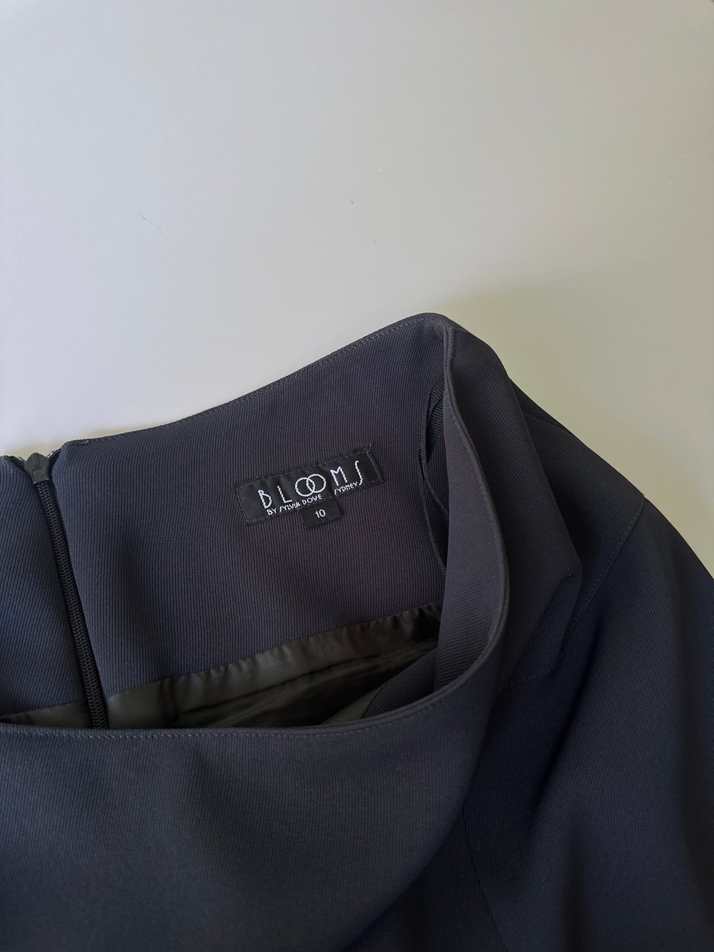 navy high waist straight skirt