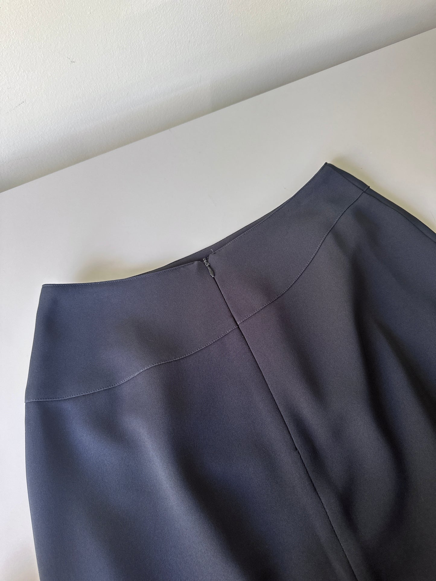 navy high waist straight skirt