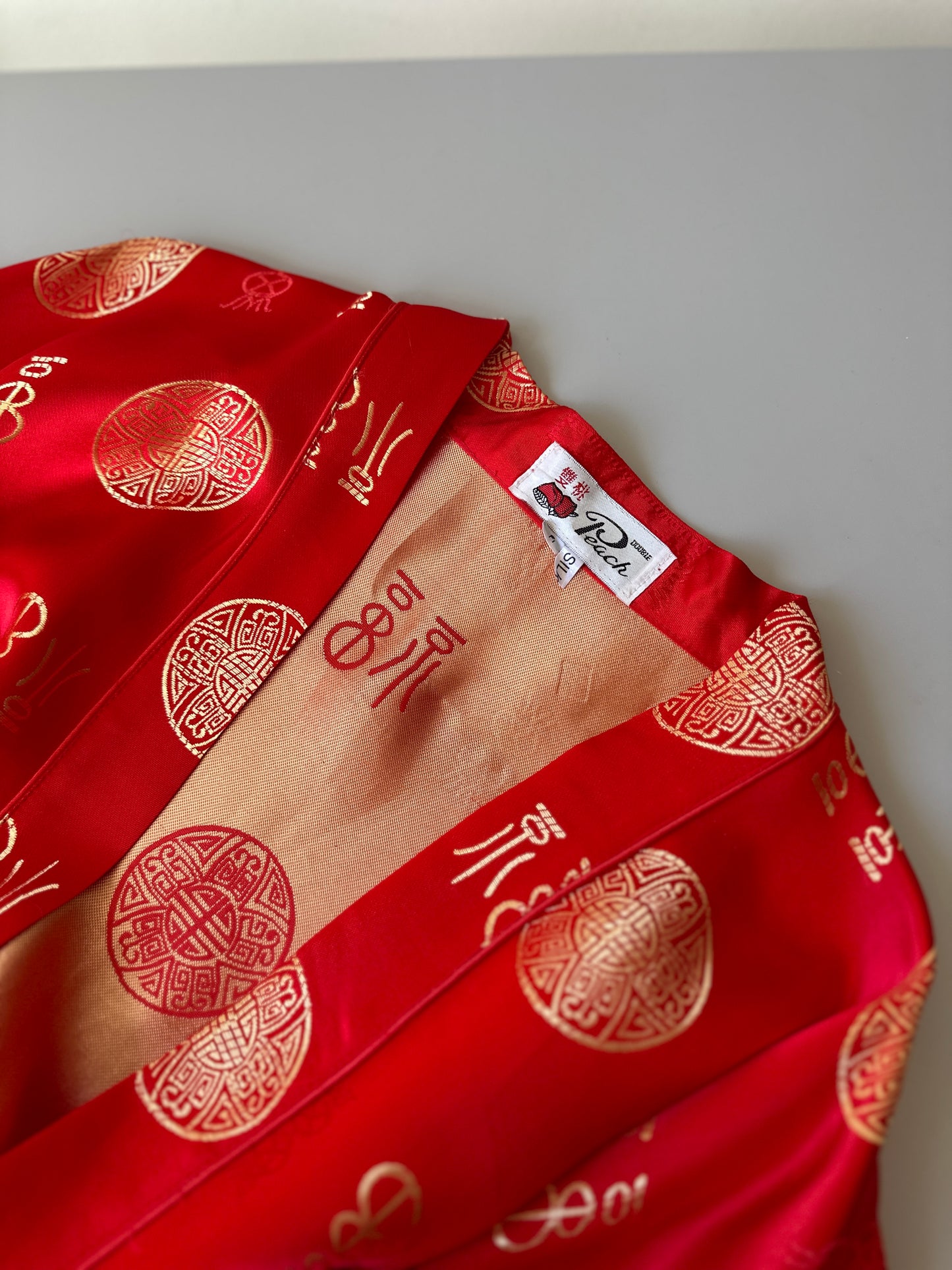 red silk dressing gown