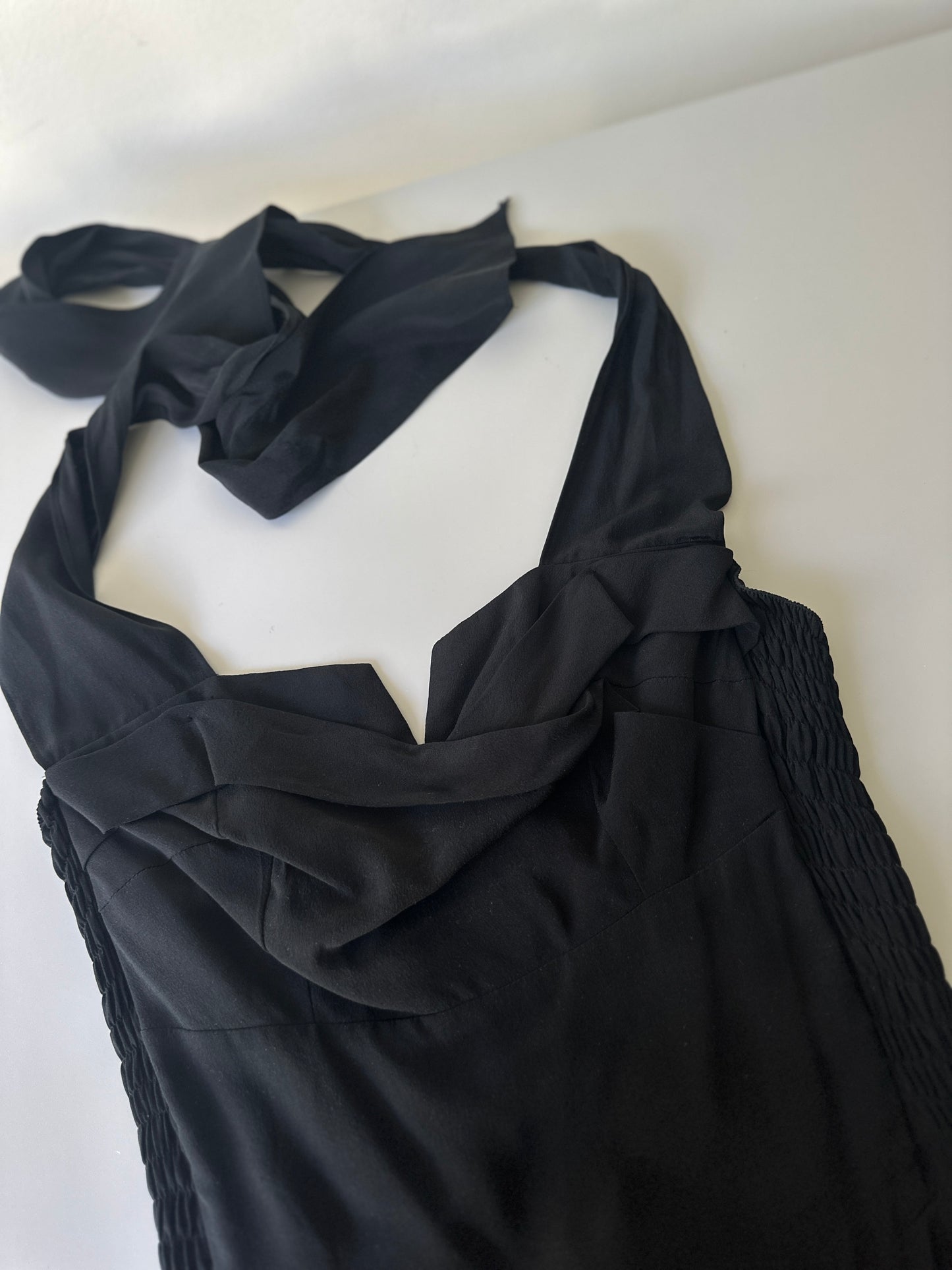 silk sweetheart halter neck LBD