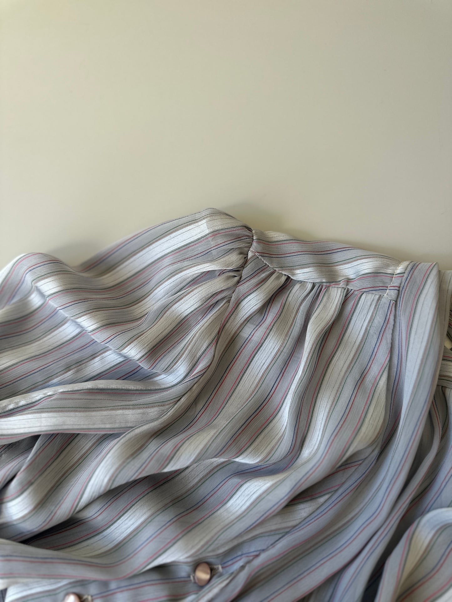 sheer multicoloured pinstripe blouse