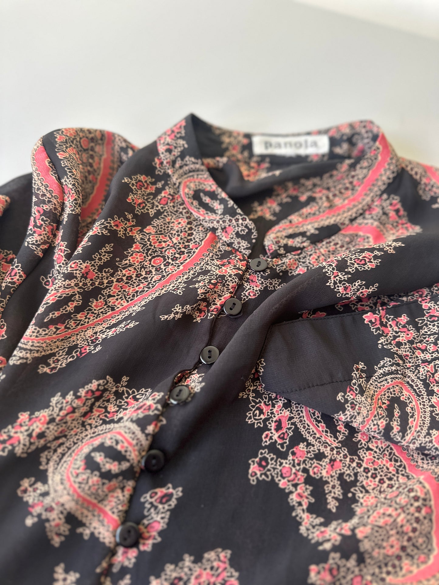 sheer paisley printed long blouse
