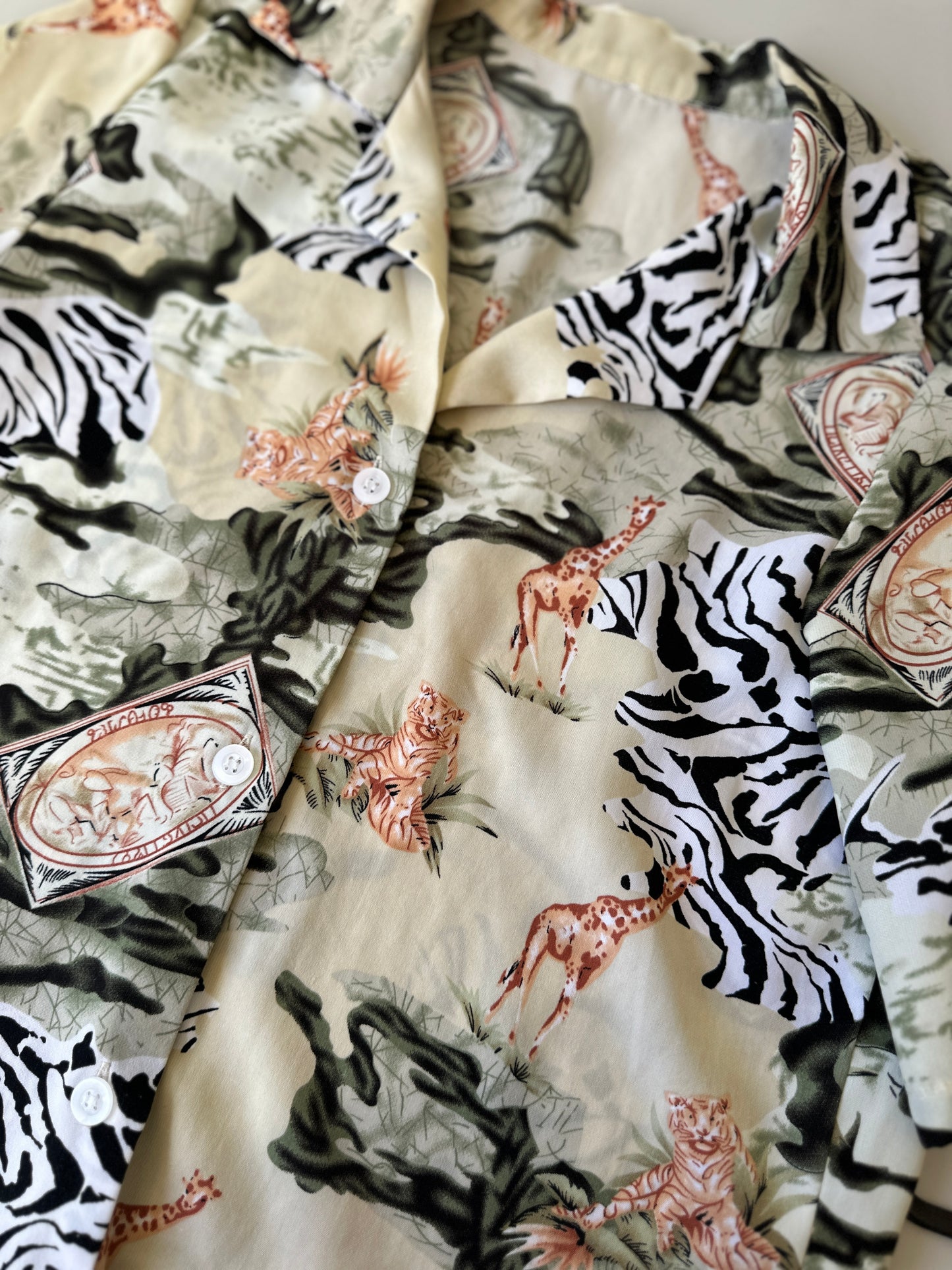 cool safari type printed button up