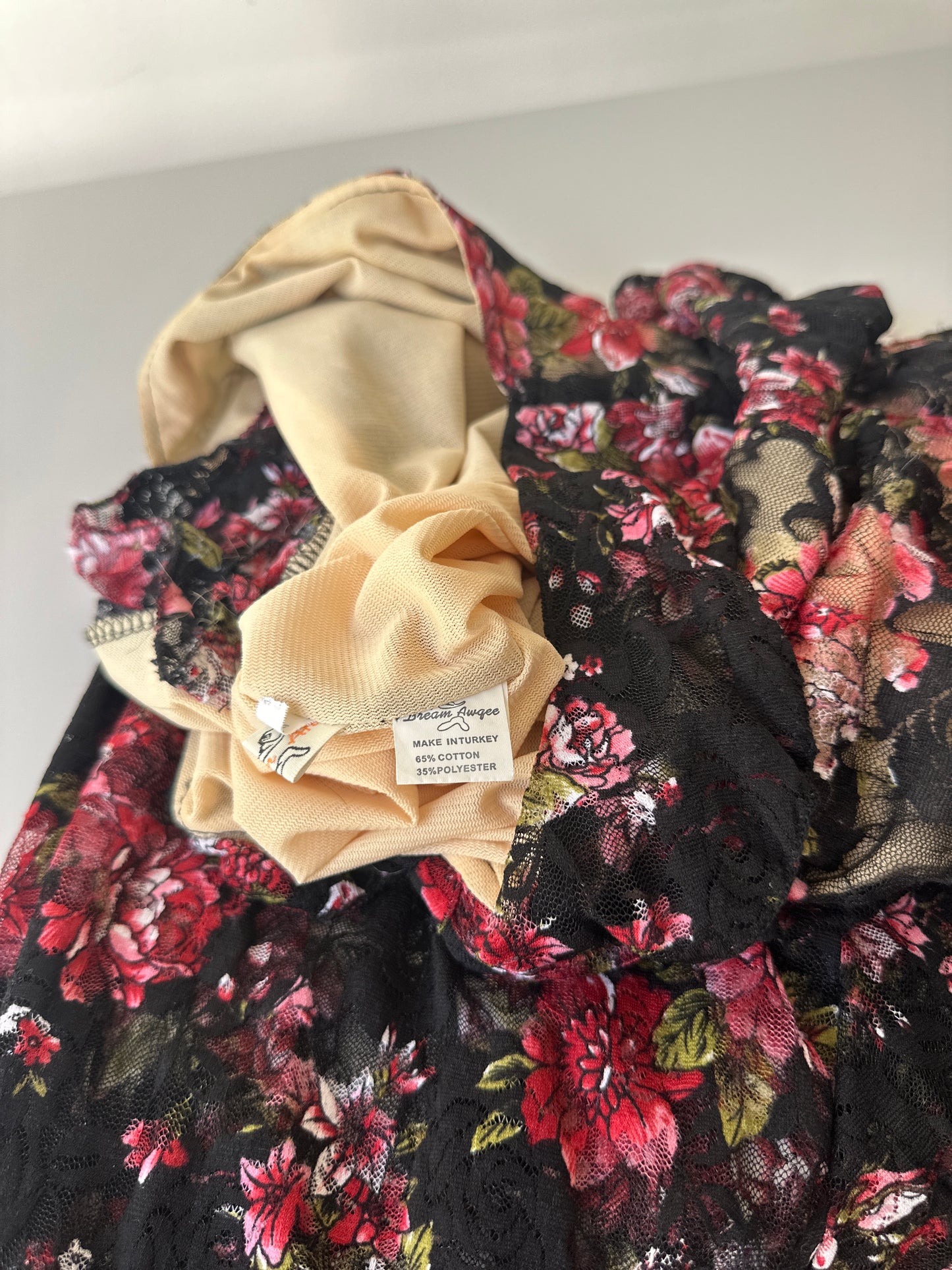 floral lace mid-length dress