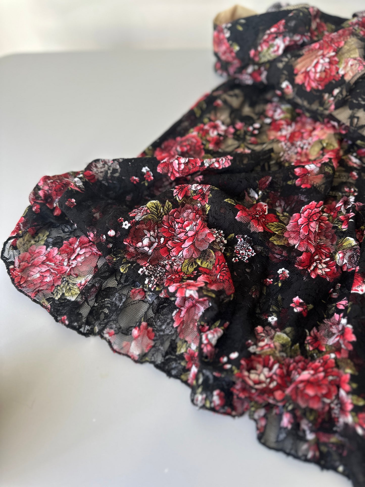 floral lace mid-length dress