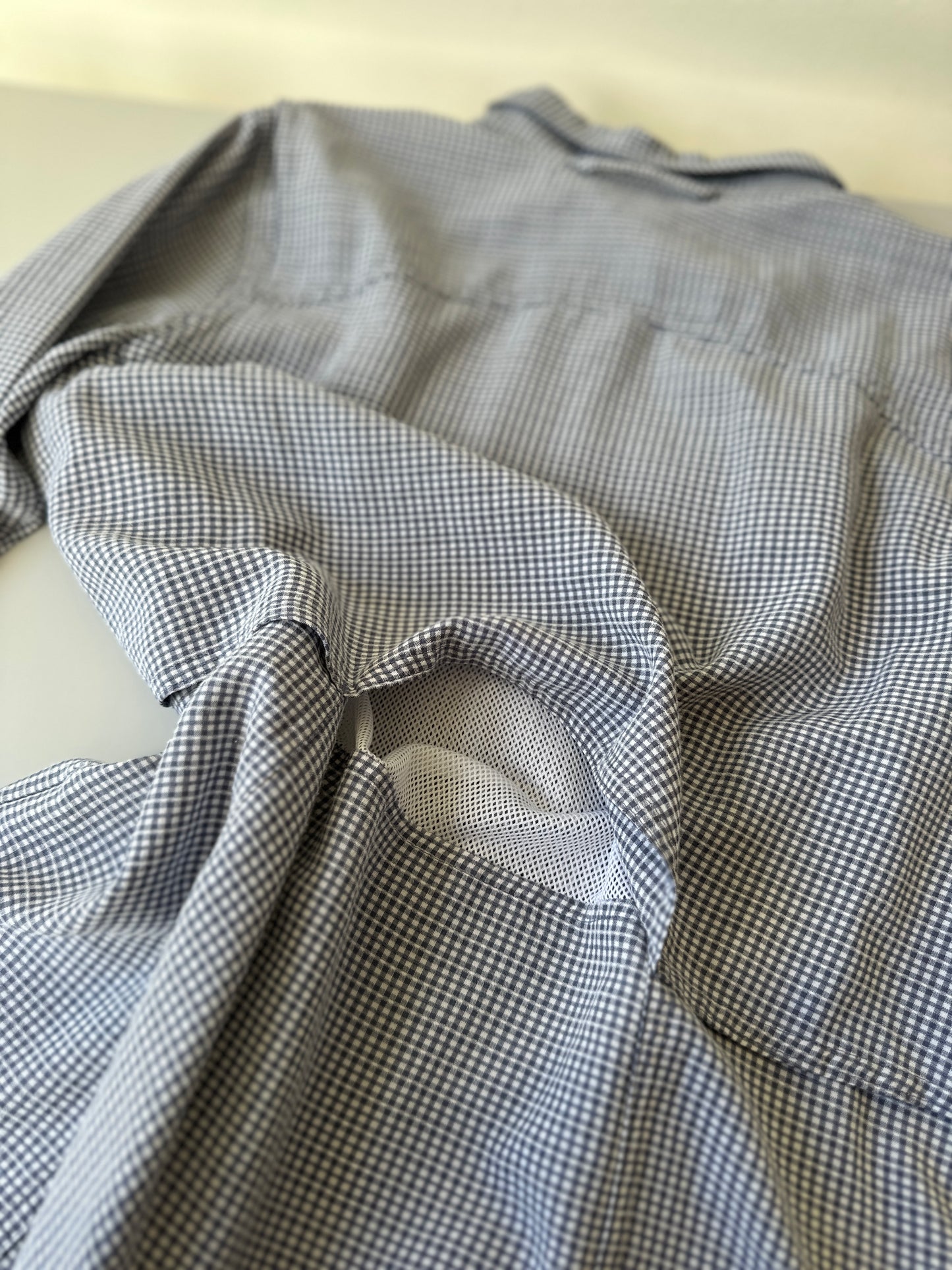 blue & white button up