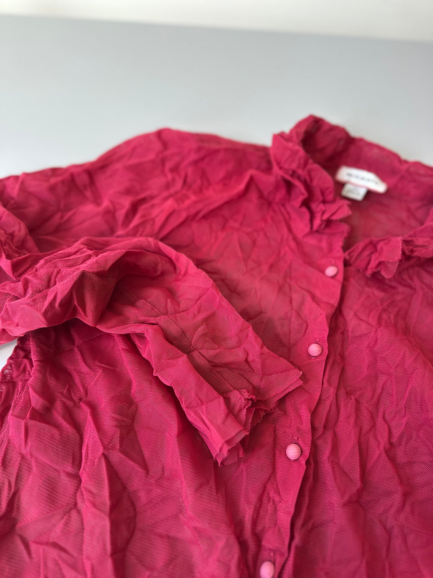 sheer scrunched button up