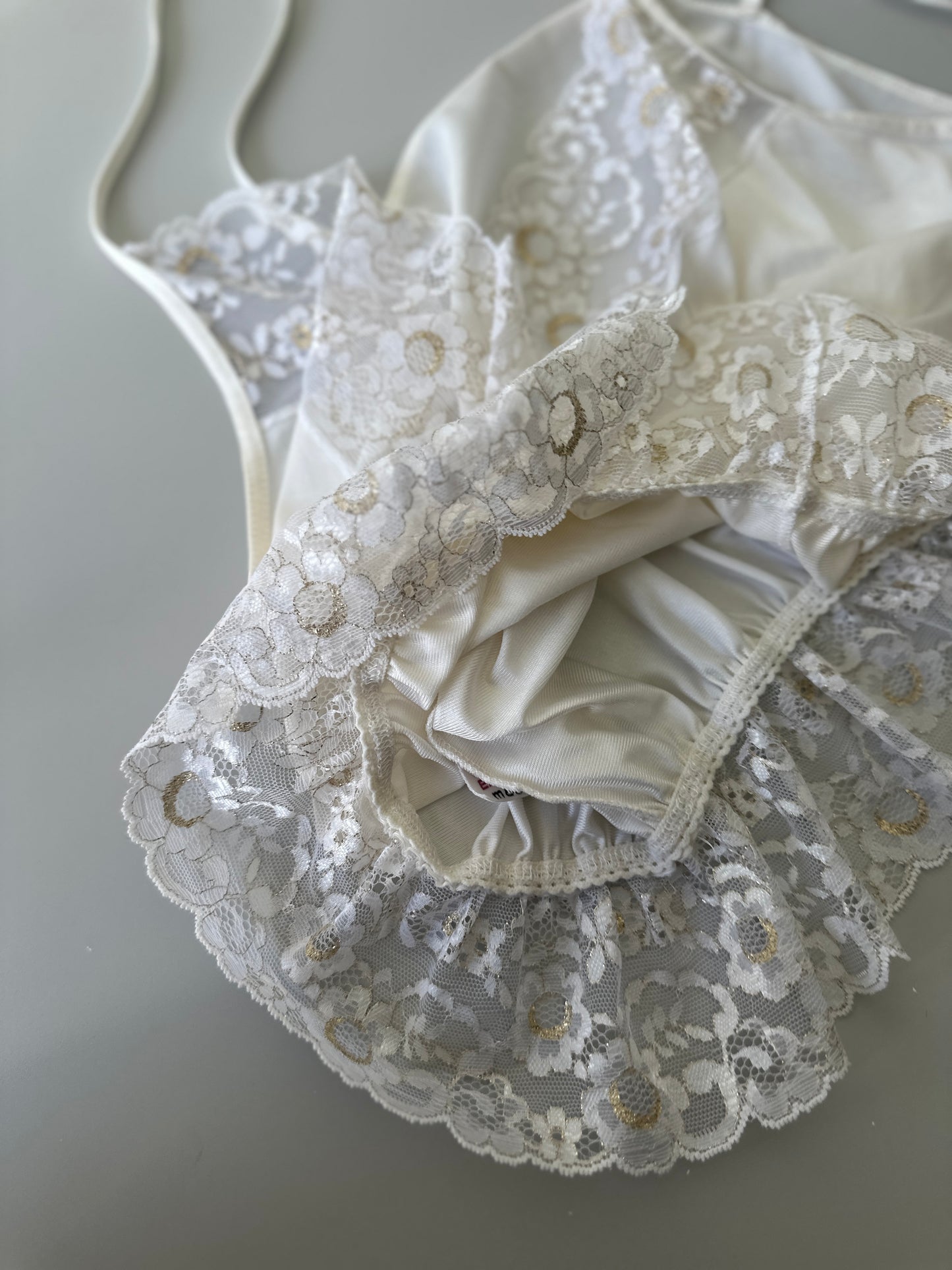 white and gold lace cami