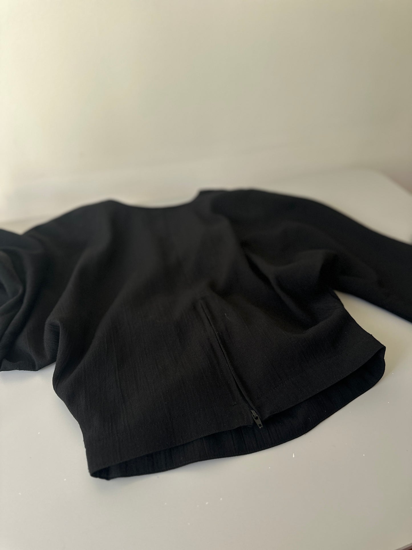 cropped cross over long sleeve blouse