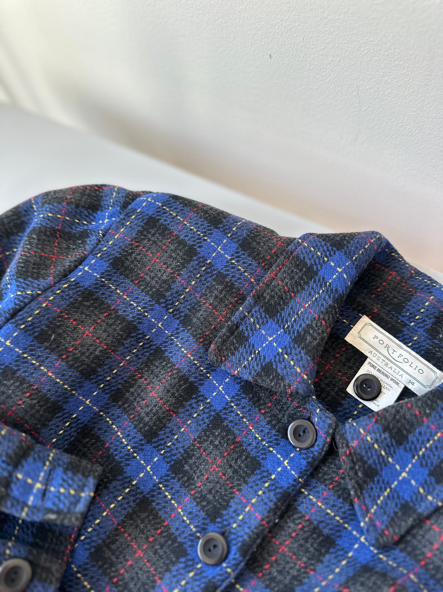 vibrant crosshatch wool coat