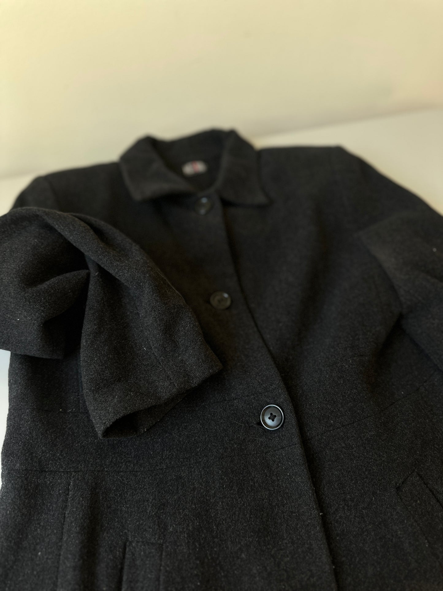 dark grey wool trench coat