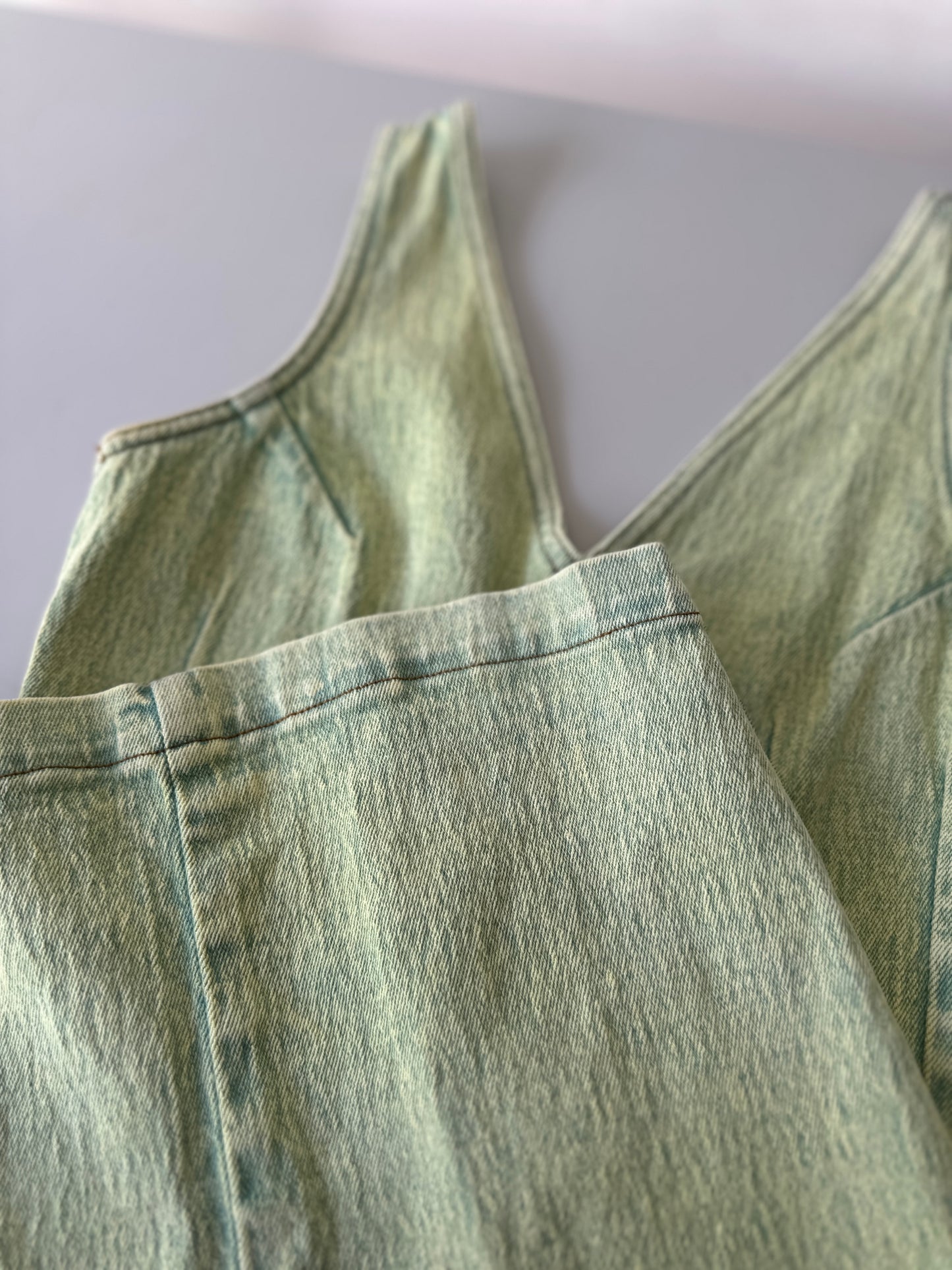 green denim dress