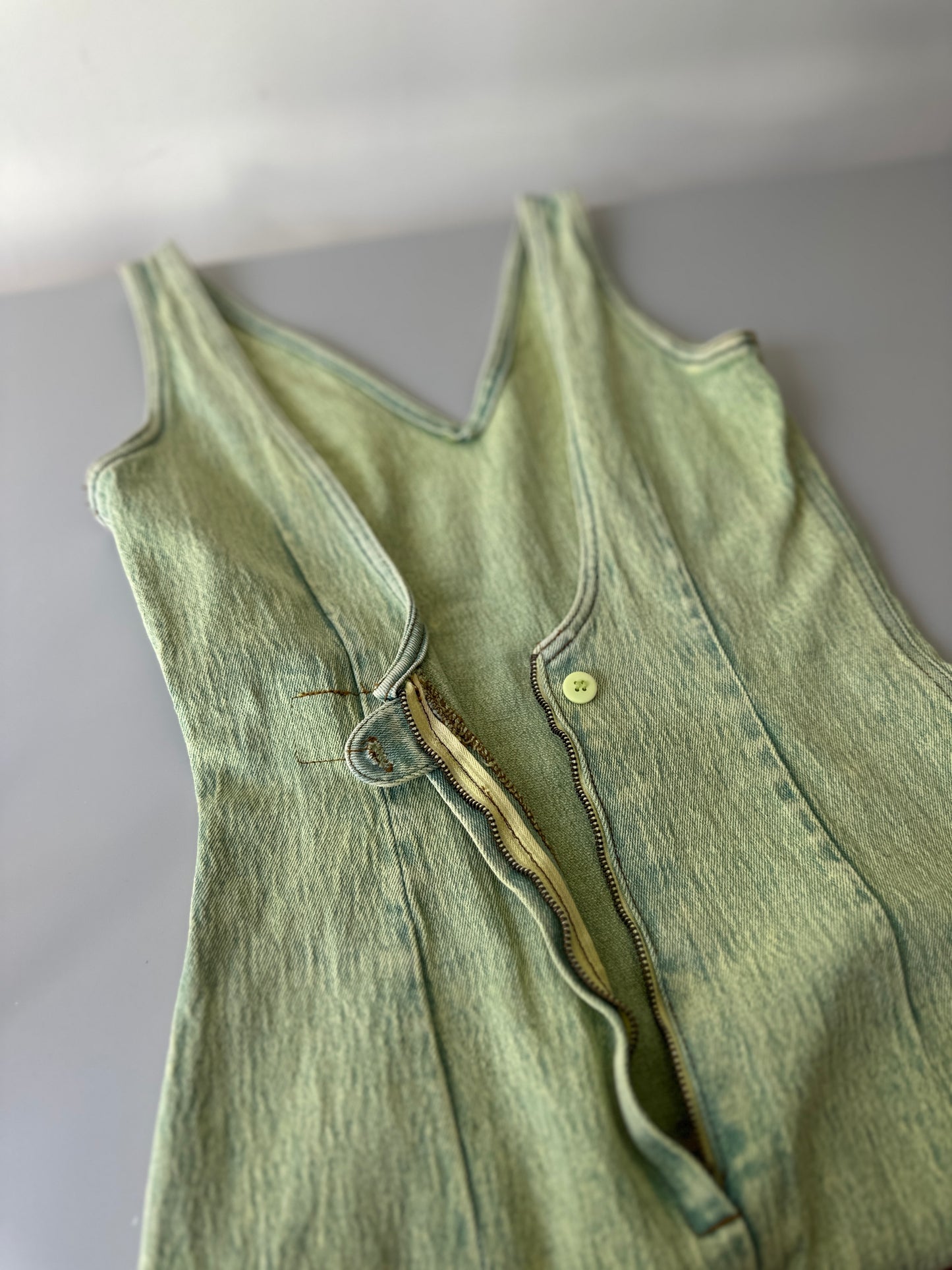 green denim dress
