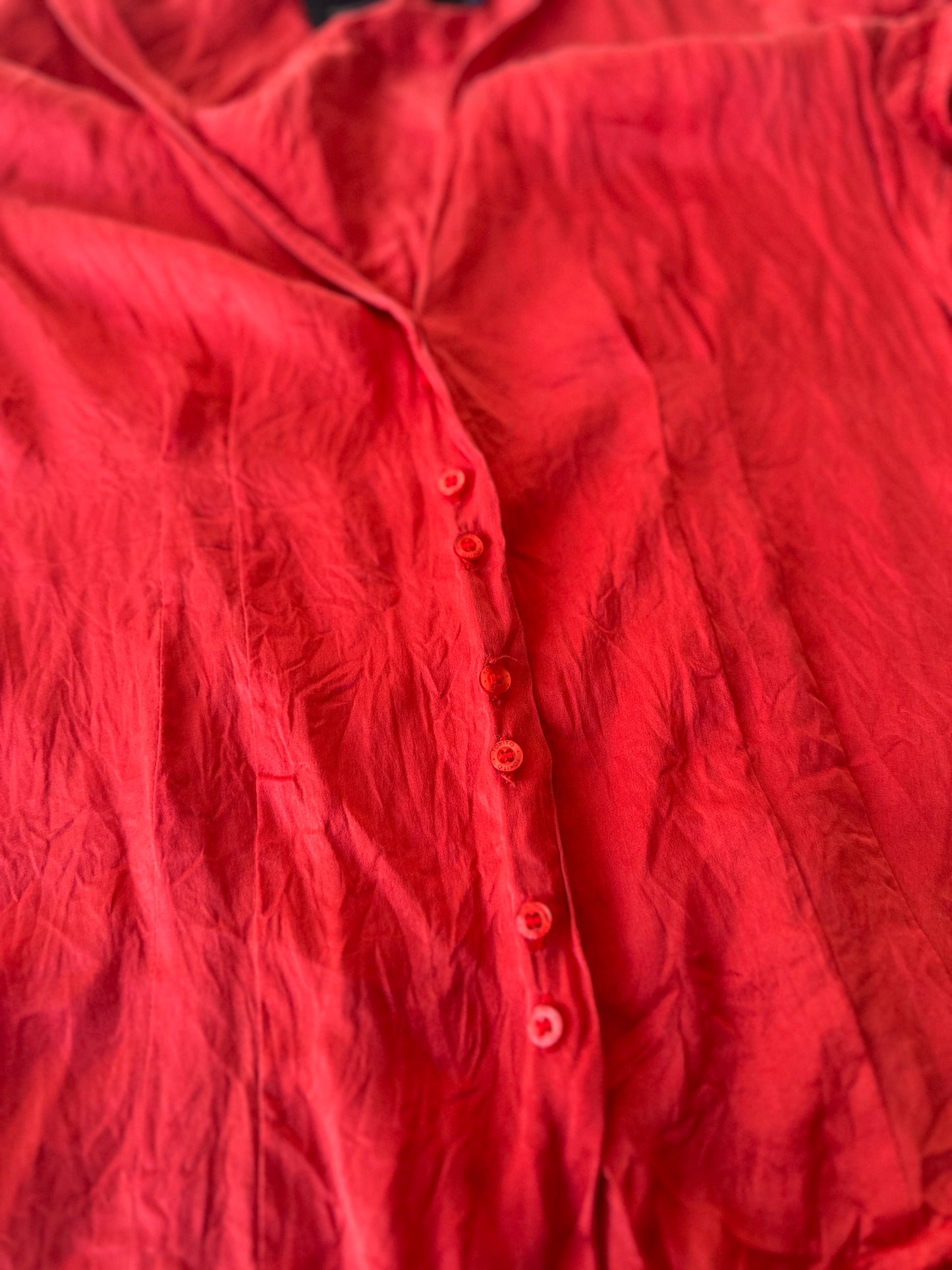 red silk blouse