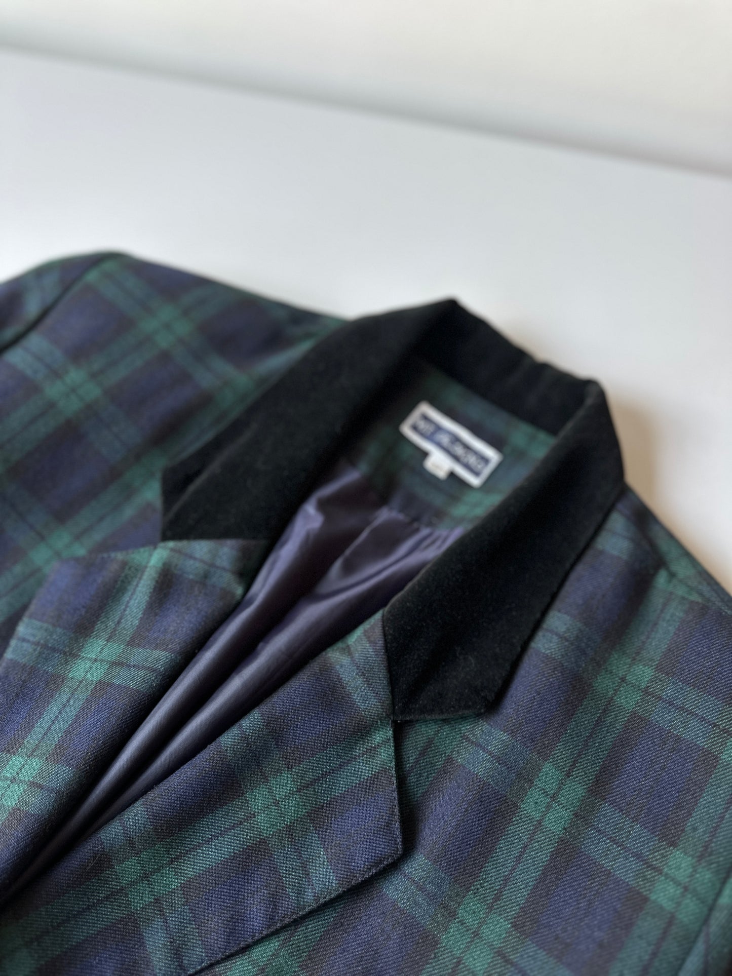 green & navy tartan blazer